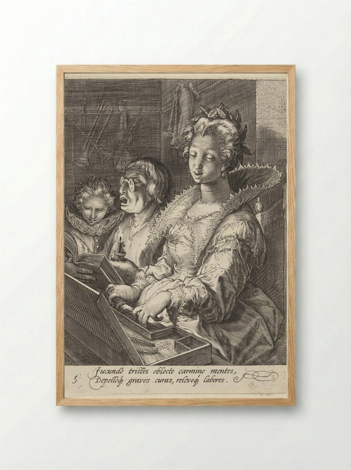 Muziek (Musica) - Cornelis Jacobsz. Drebbel - Framed Print Wood