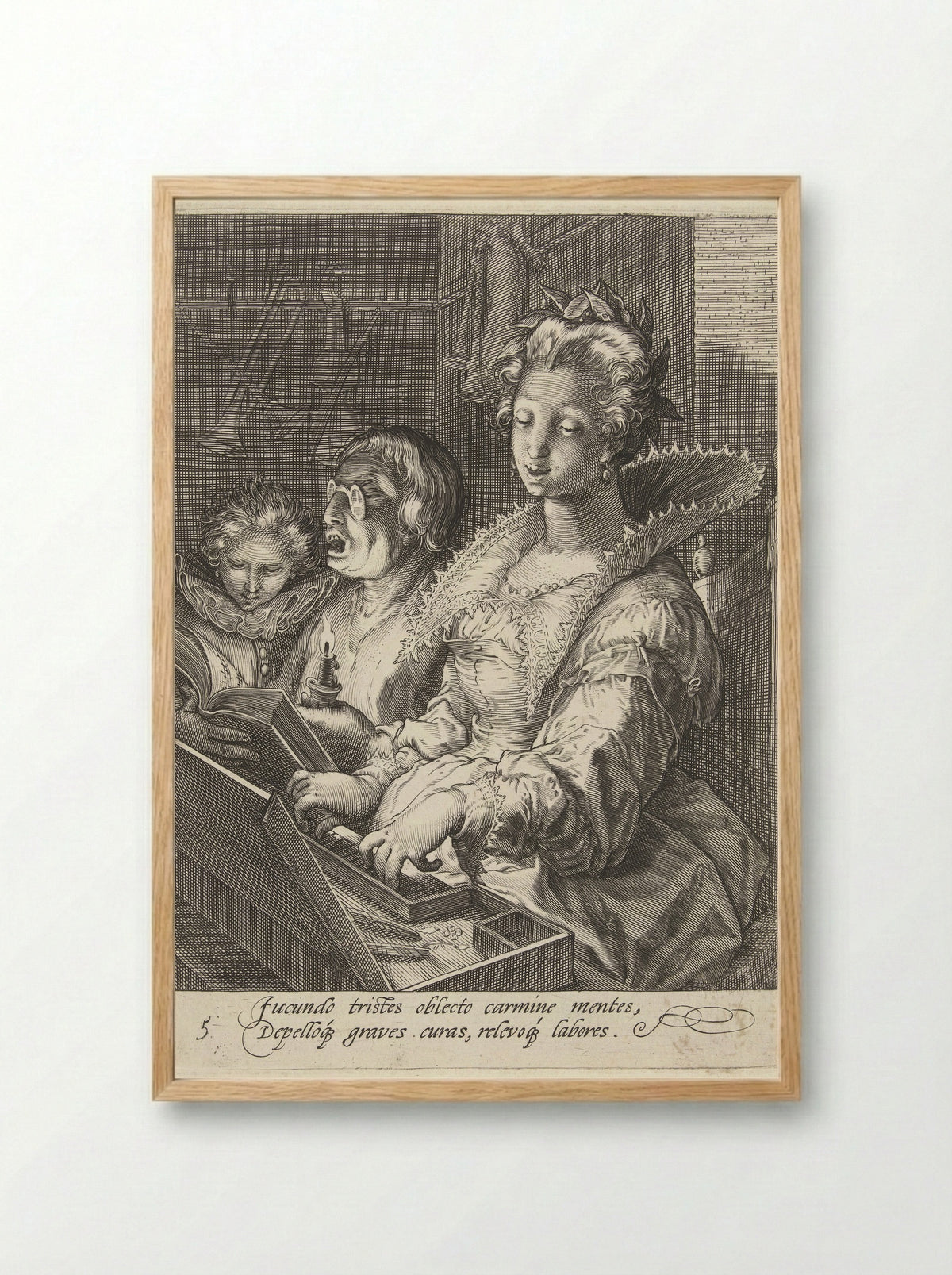 Muziek (Musica) - Cornelis Jacobsz. Drebbel - Framed Print Wood