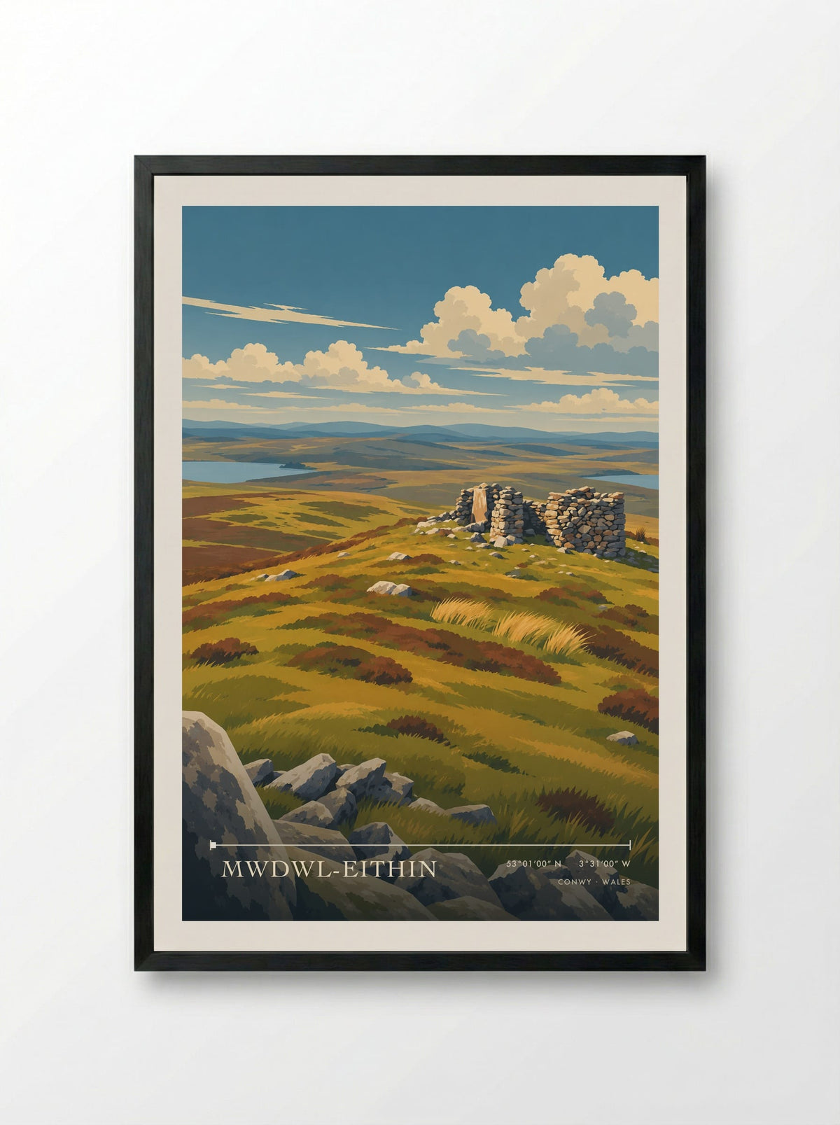 Mwdwl-eithin, Conwy | Travel Poster - Framed Print Black