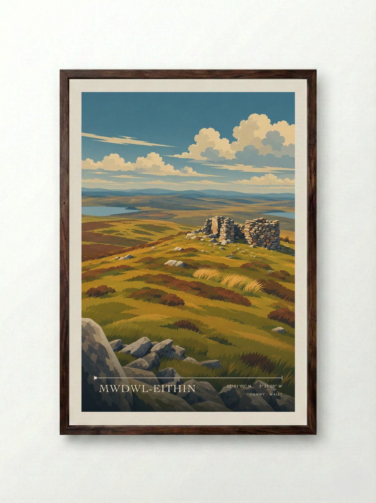 Mwdwl-eithin, Conwy | Travel Poster - Framed Print Dark Wood
