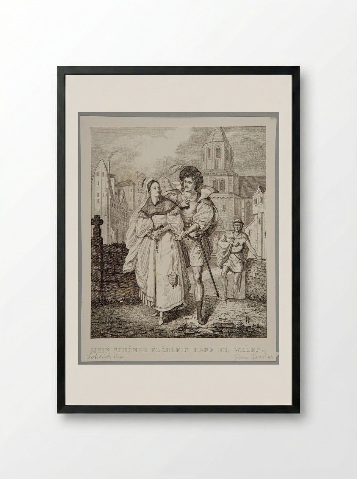 My Beautiful Miss, Dare I...? - Adolf Hohneck - Framed Print Black