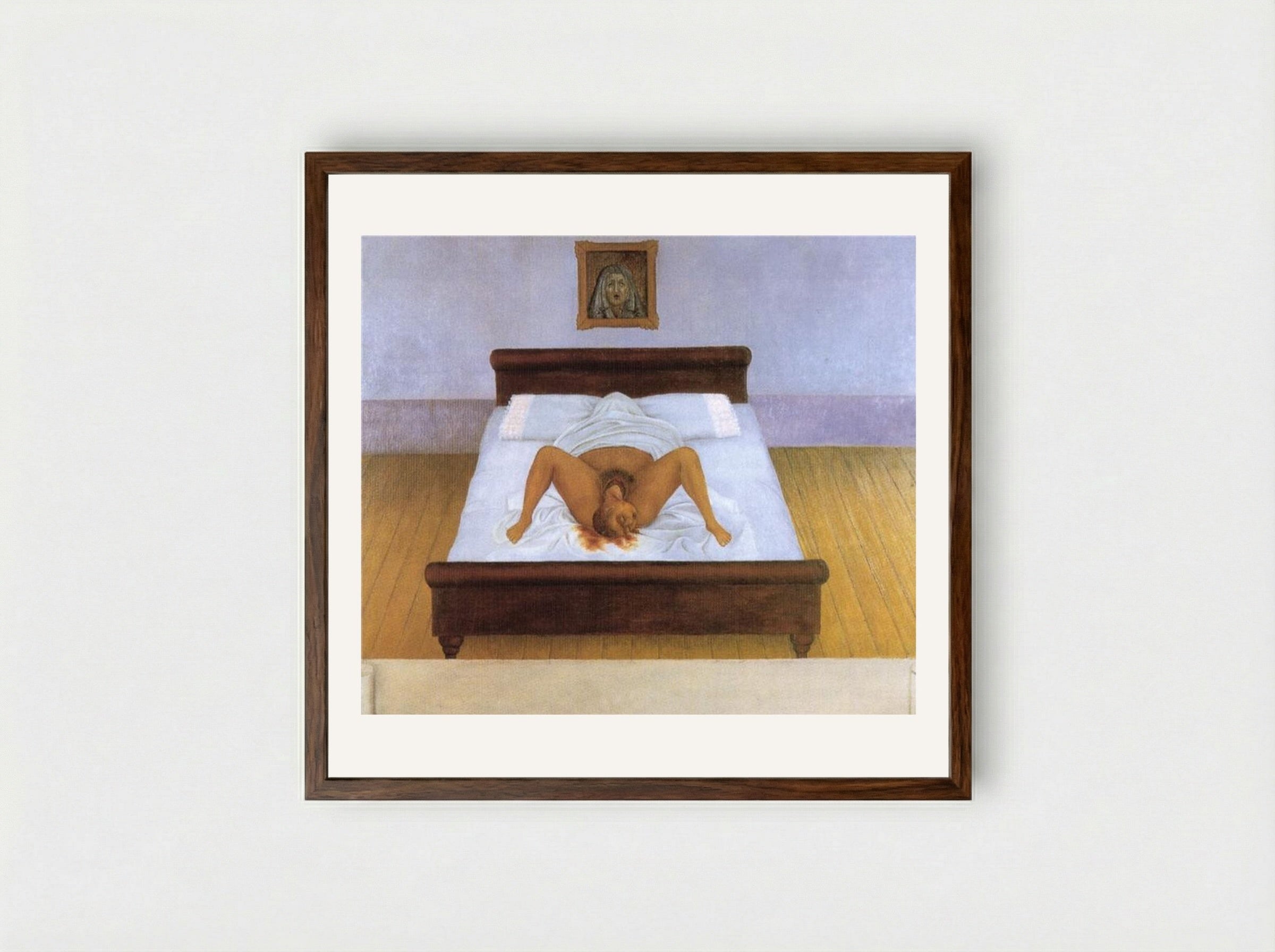 My Birth - Frida Kahlo - Framed Print Dark Wood