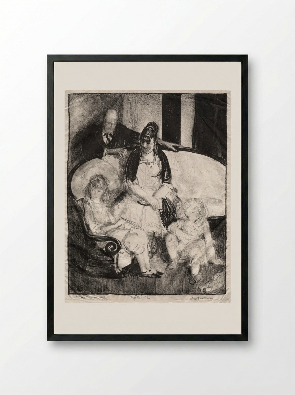 My Family, First Stone - George Bellows - Framed Print Black