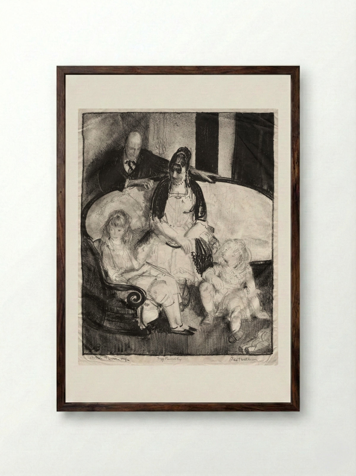 My Family, First Stone - George Bellows - Framed Print Dark Wood