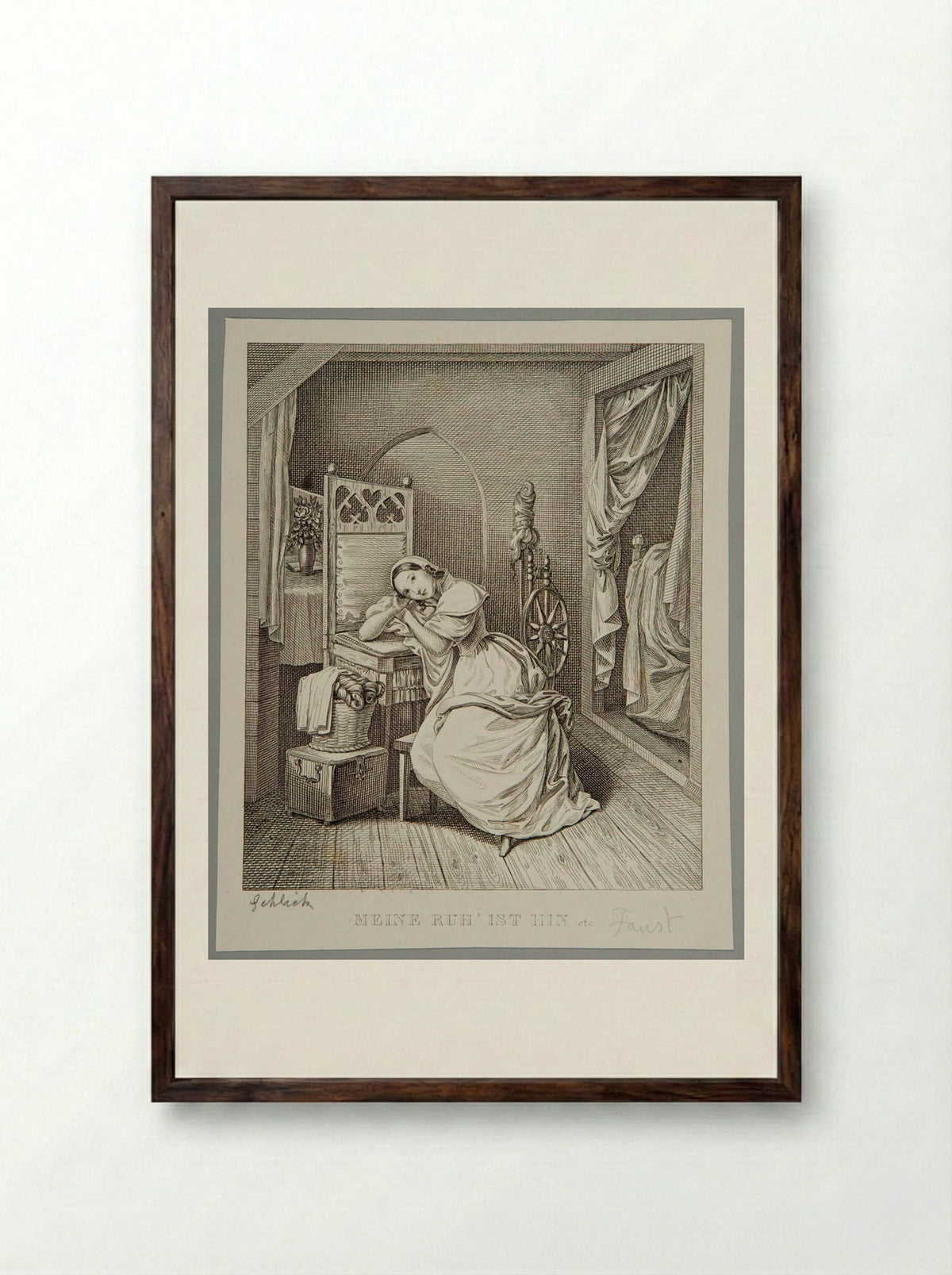 My Peace of Mind is gone - Adolf Hohneck - Framed Print Dark Wood
