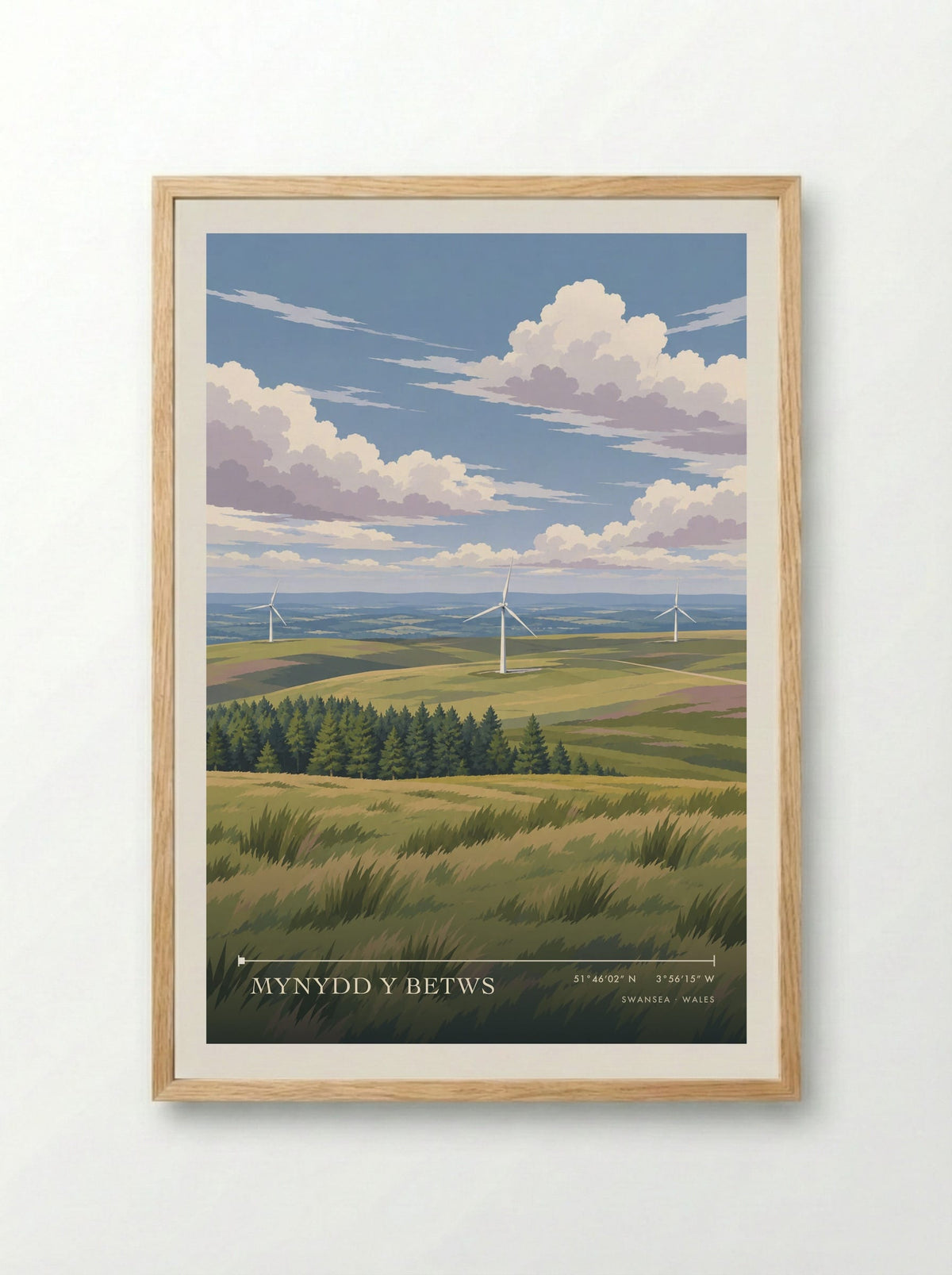 Mynydd y Betws, Swansea | Travel Poster - Framed Print Wood