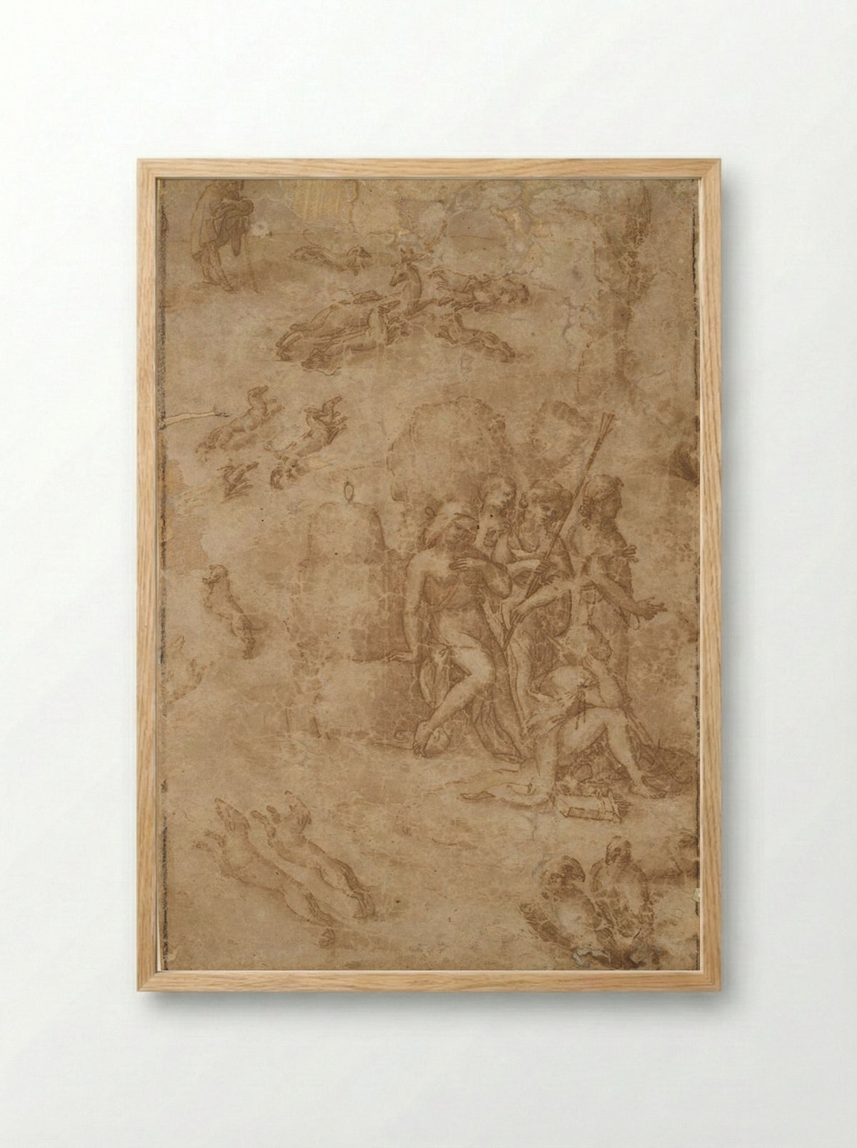 Myth of Diana and Actaeon - Amico Aspertini - Framed Print Wood