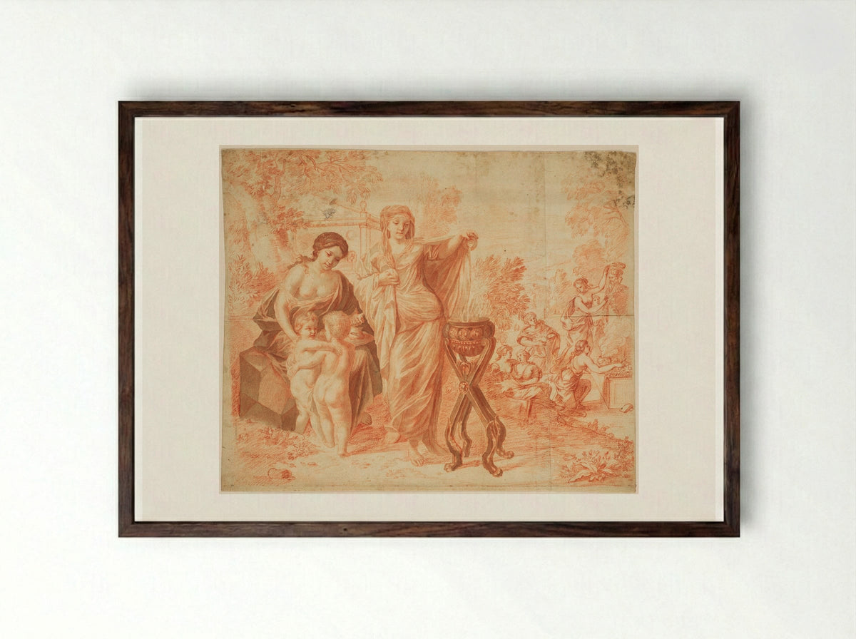 Mythological Scene: The Golden Age (Aetas Aurea) - Gérard de Lairesse - Framed Print Dark Wood