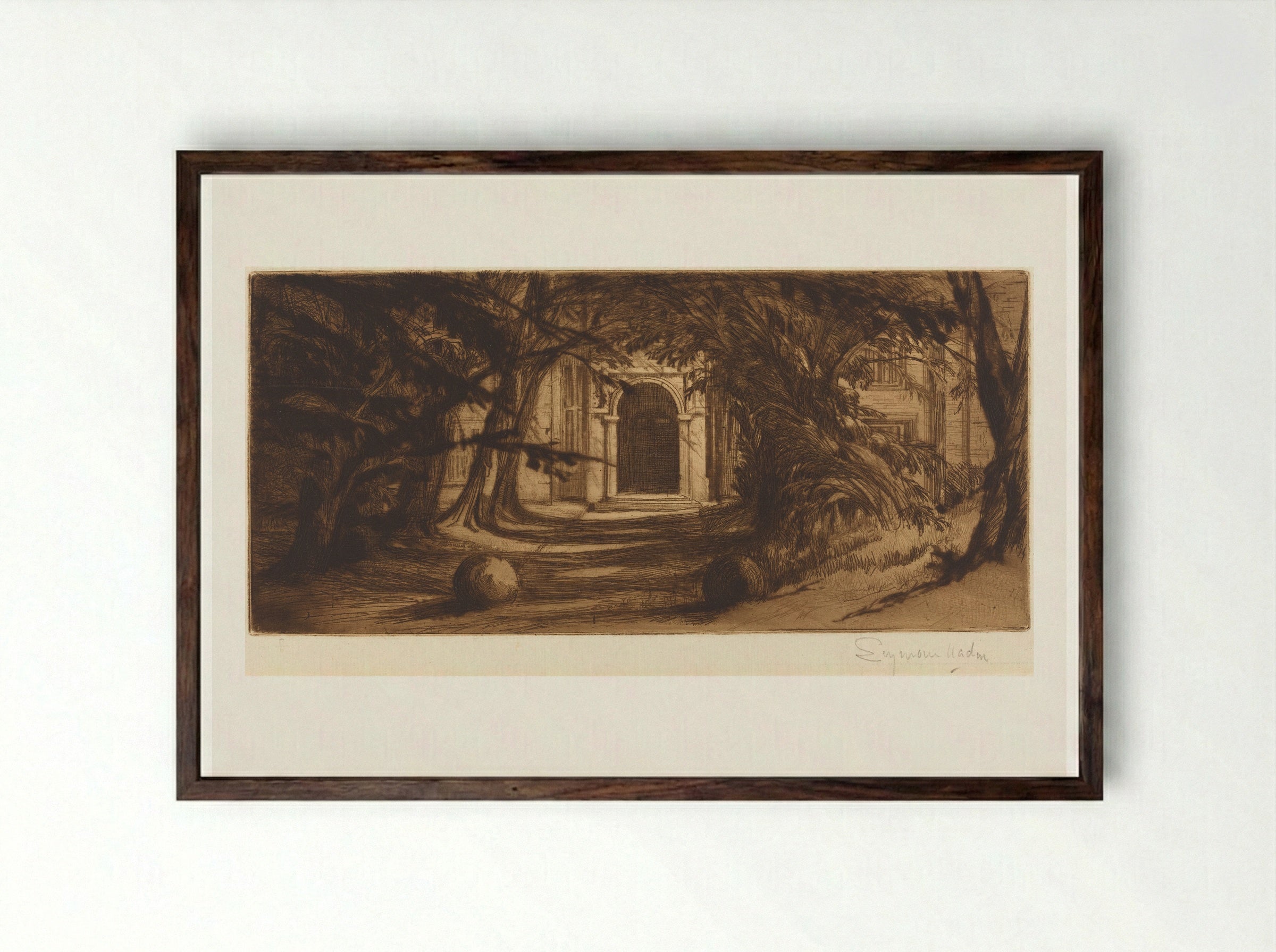 Mytton Hall - Francis Seymour Haden - Framed Print Dark Wood