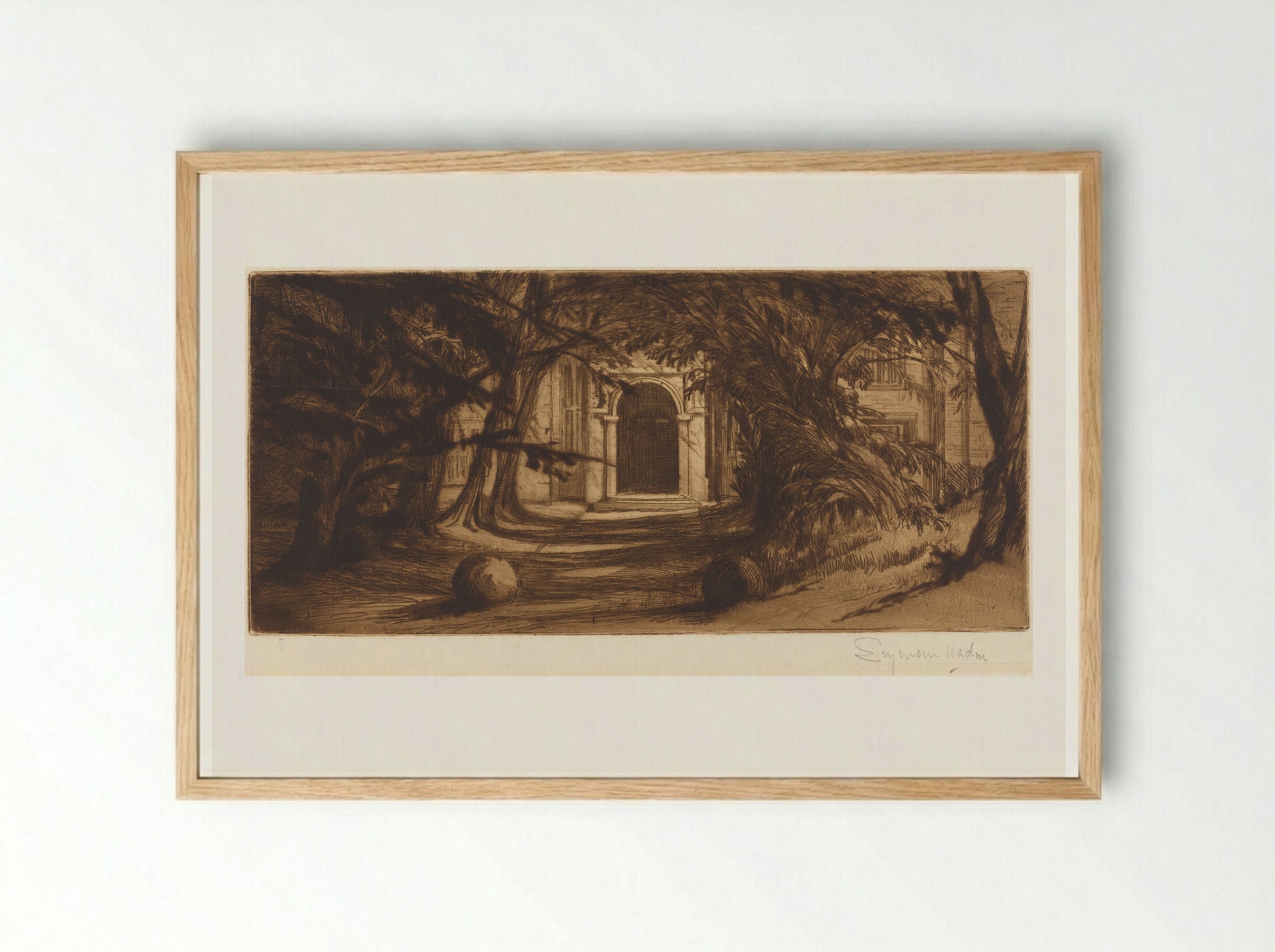 Mytton Hall - Francis Seymour Haden - Framed Print Wood
