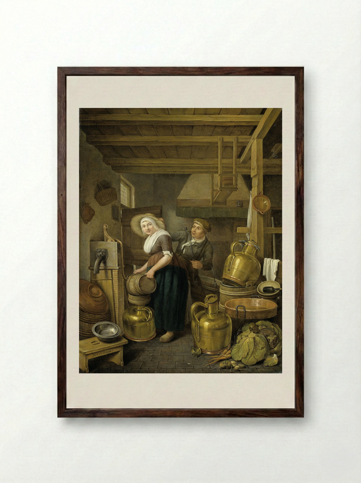 Na het melken (After Milking) - Hendrik van der Burgh - Framed Print Dark Wood