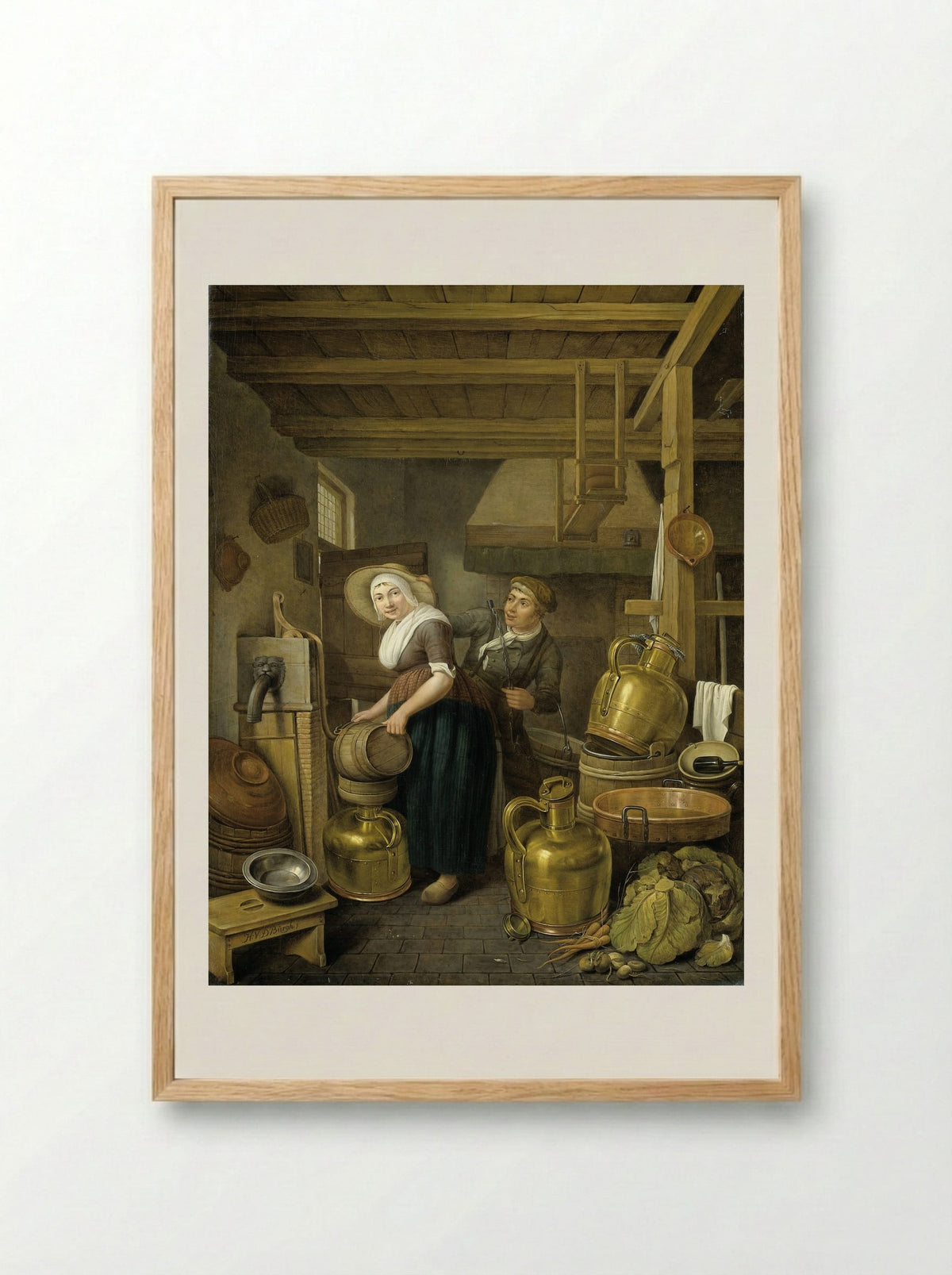 Na het melken (After Milking) - Hendrik van der Burgh - Framed Print Wood
