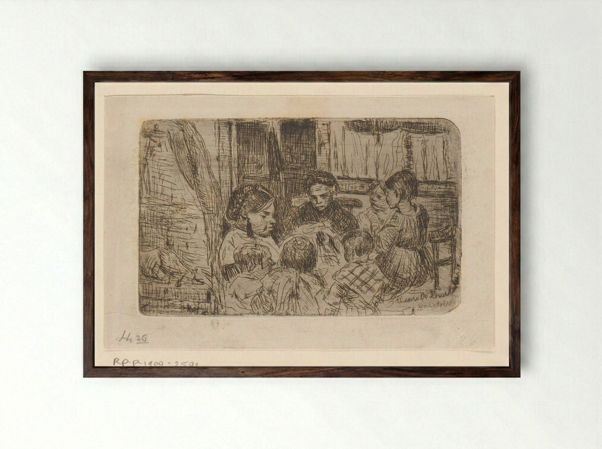 Naailes (The Sewing Lesson) - Henri de Braekeleer - Framed Print Dark Wood