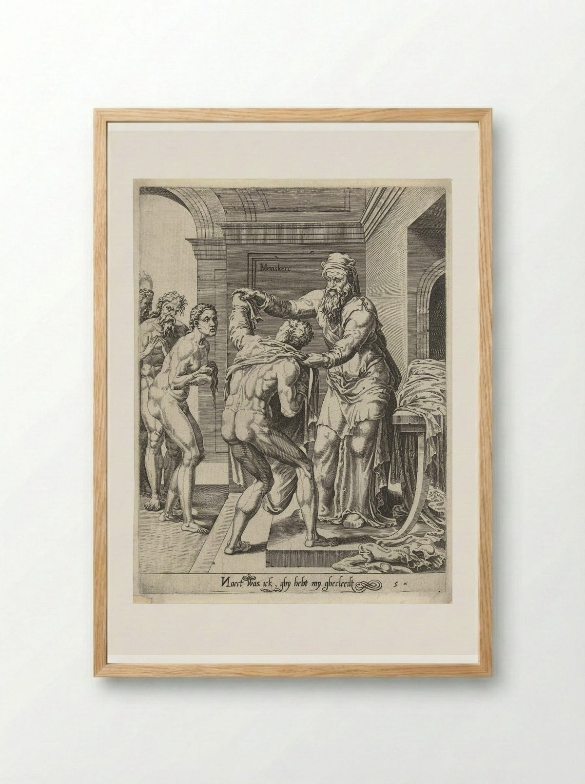 Naakten kleden (Clothe the Naked) - Dirck Volckertsz. Coornhert - Framed Print Wood