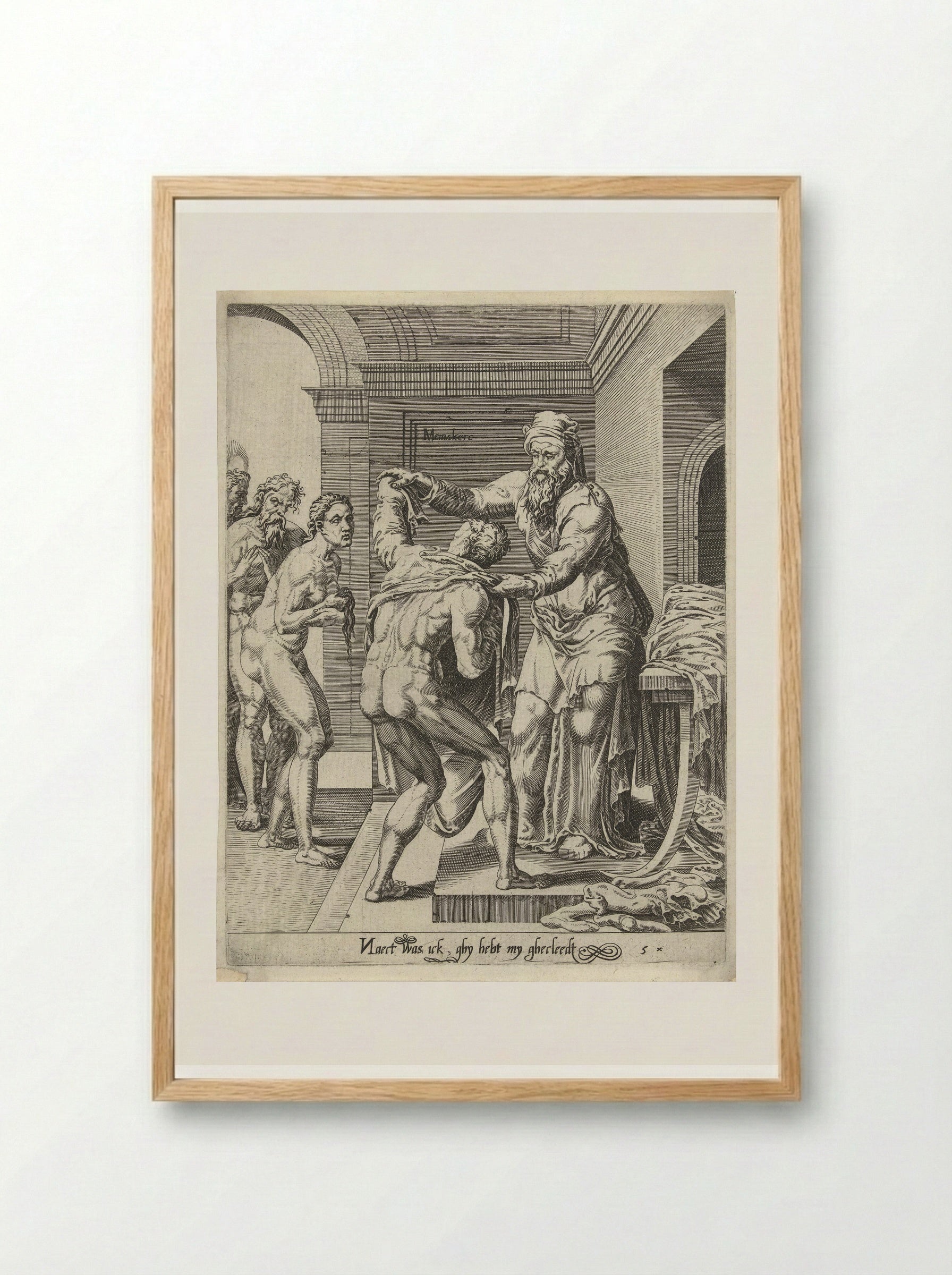 Naakten kleden (Clothe the Naked) - Dirck Volckertsz. Coornhert - Framed Print Wood