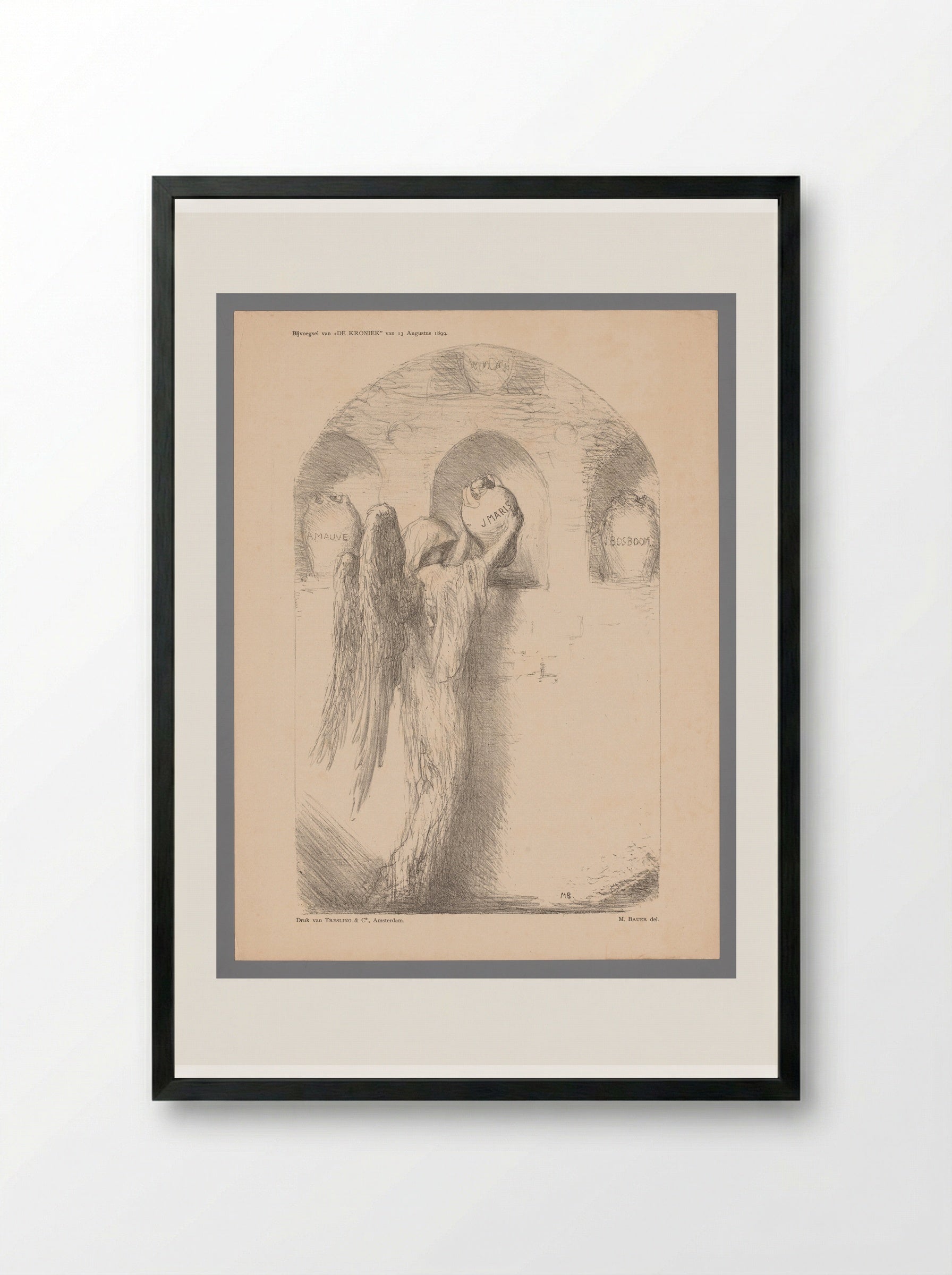 Naar aanleiding van de dood van Jacob Maris - Marius Bauer - Framed Print Black