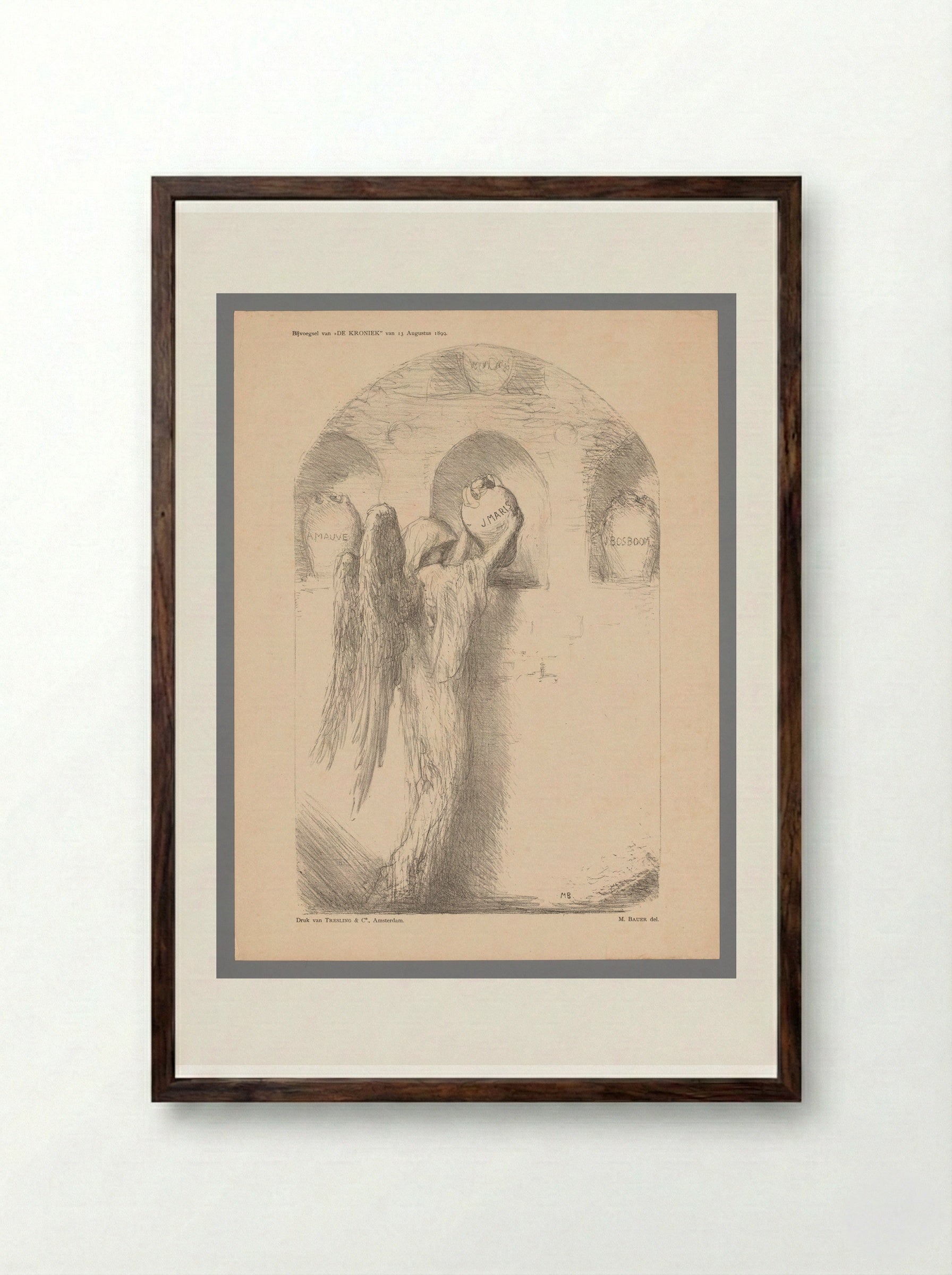 Naar aanleiding van de dood van Jacob Maris - Marius Bauer - Framed Print Dark Wood