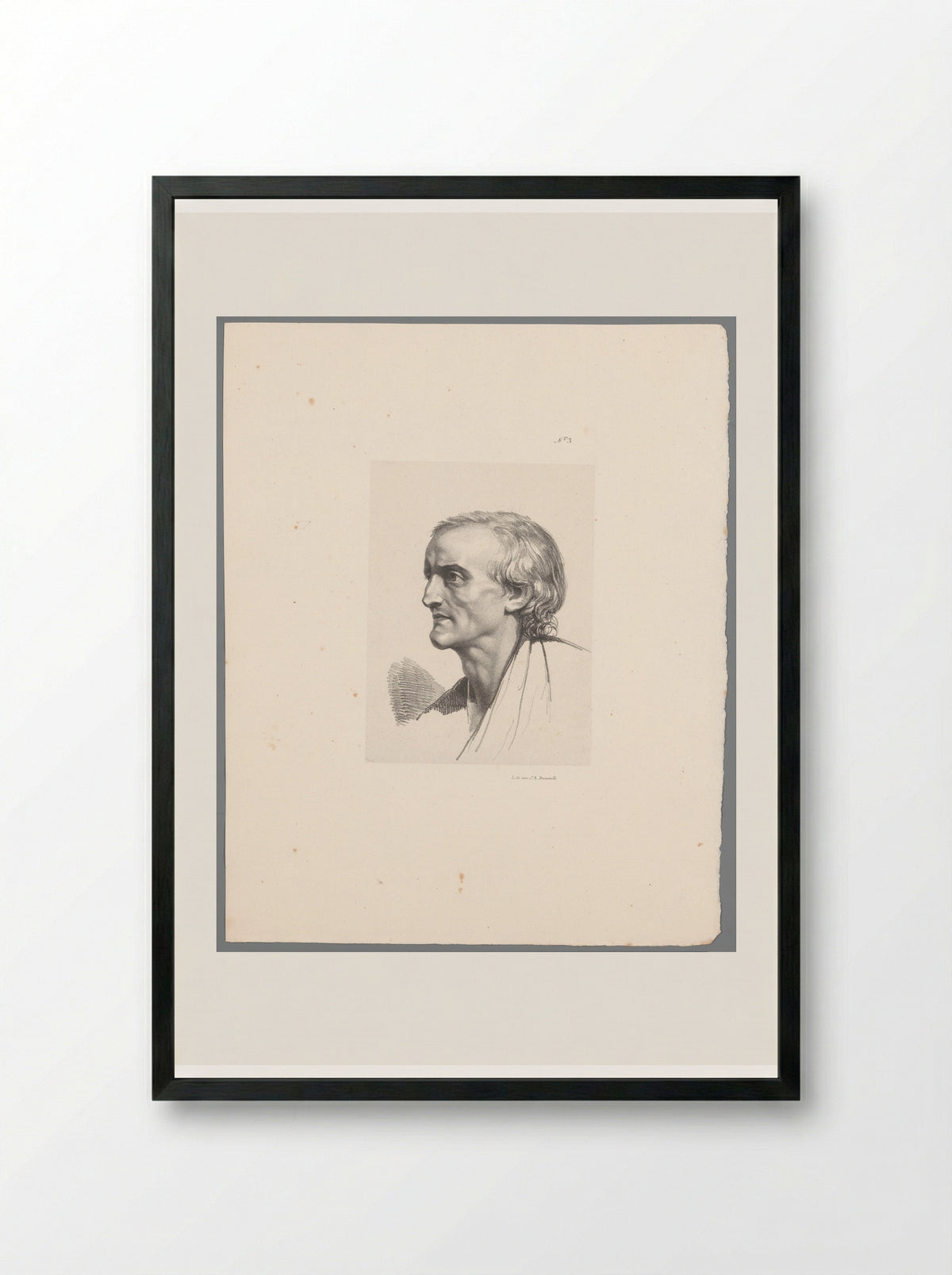 Naar links kijkende man - Jean Augustin Daiwaille - Framed Print Black