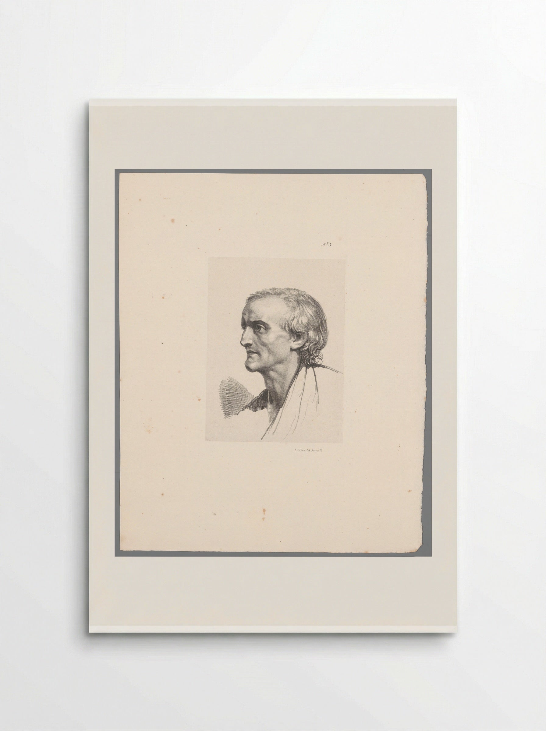 Naar links kijkende man - Jean Augustin Daiwaille - Poster