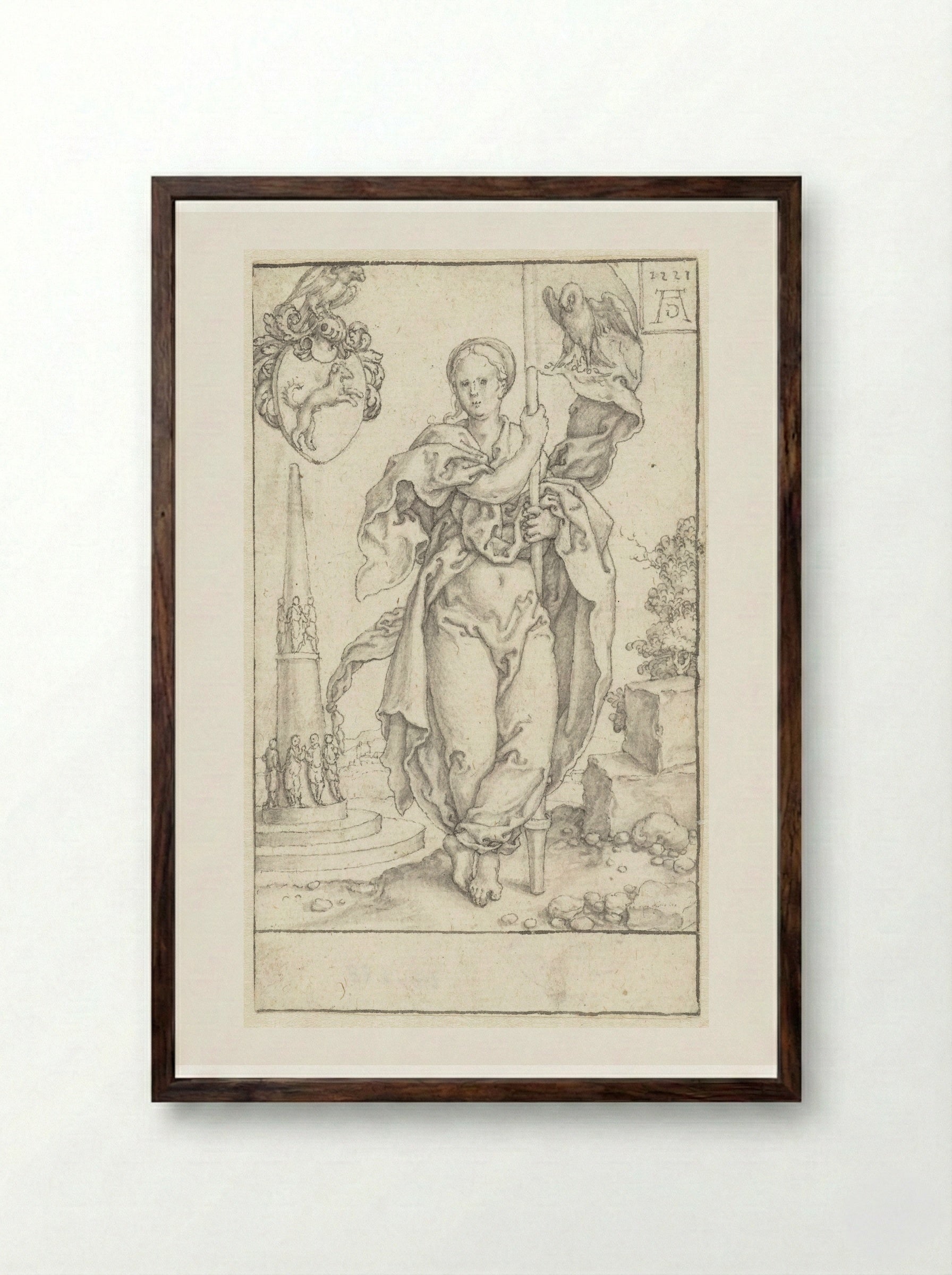 Naastenliefde (Charity) - Heinrich Aldegrever - Framed Print Dark Wood