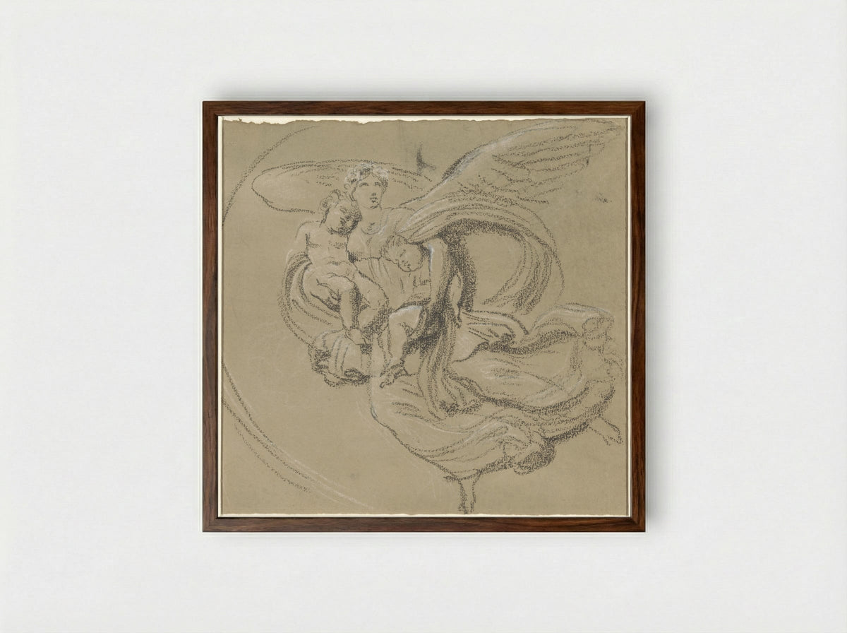 Nacht (Night) - Bertel Thorvaldsen - Framed Print Dark Wood