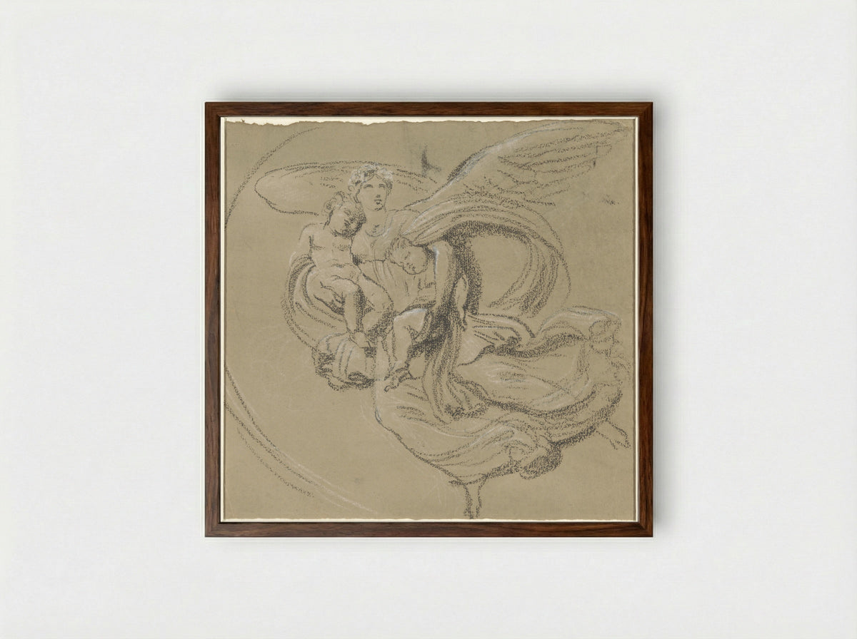 Nacht (Night) - Bertel Thorvaldsen - Framed Print Dark Wood