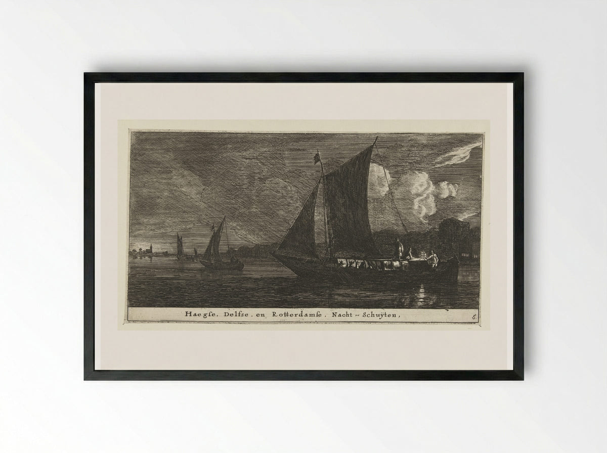Nachtboten naar Den Haag, Delft en Rotterdam - Reinier Nooms - Framed Print Black