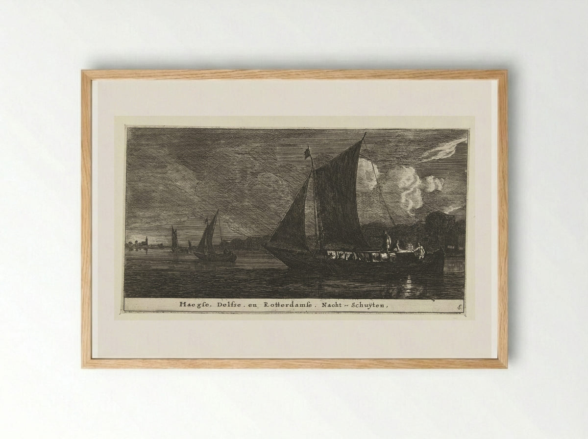 Nachtboten naar Den Haag, Delft en Rotterdam - Reinier Nooms - Framed Print Wood