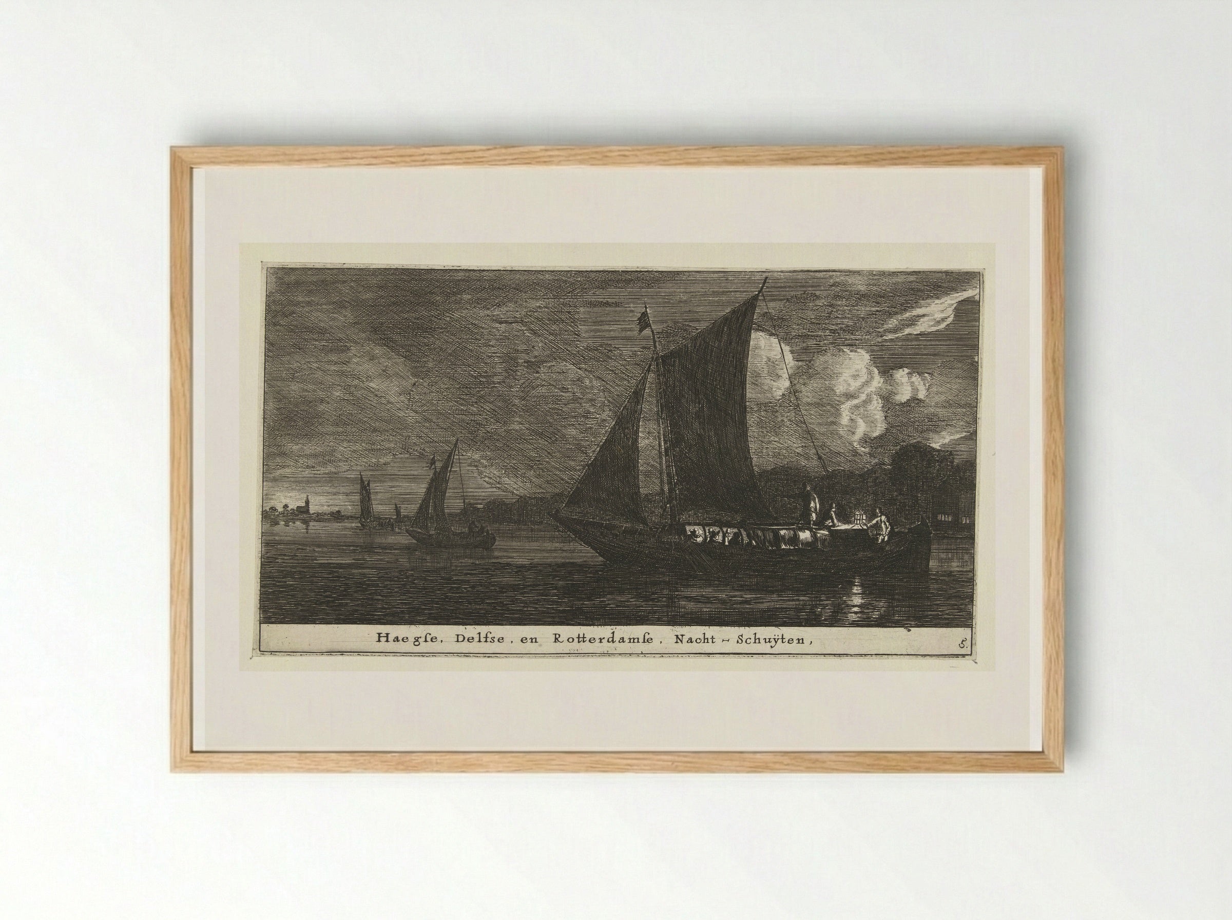 Nachtboten naar Den Haag, Delft en Rotterdam - Reinier Nooms - Framed Print Wood