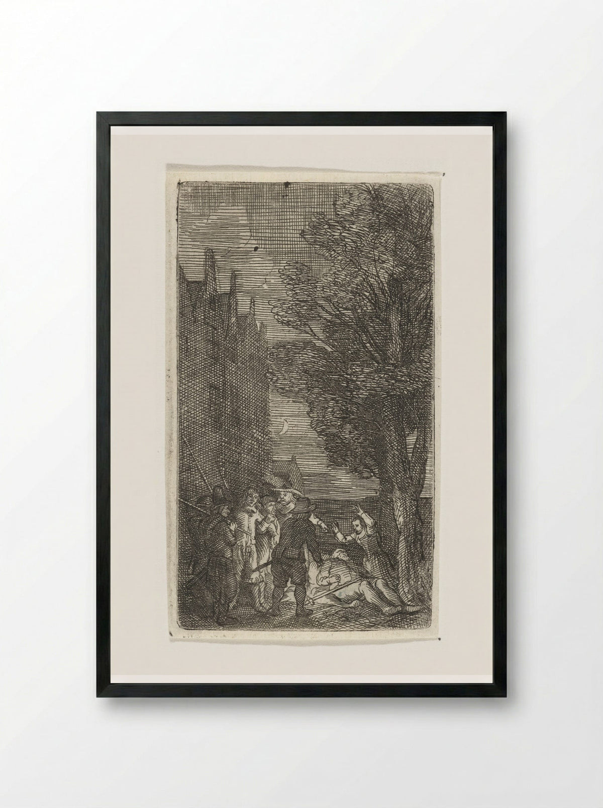 Nachtelijke moord - Samuel van Hoogstraten - Framed Print Black