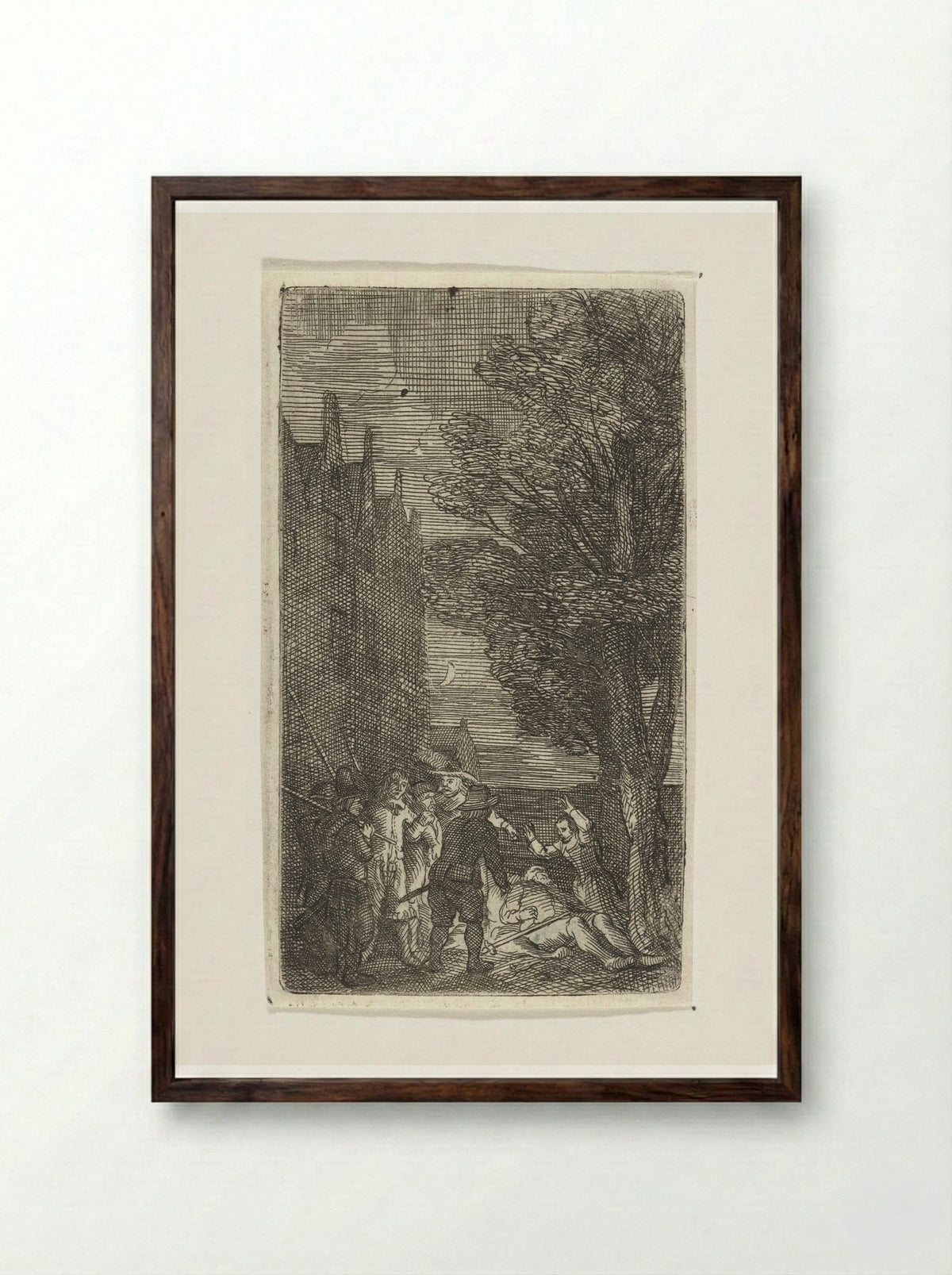 Nachtelijke moord - Samuel van Hoogstraten - Framed Print Dark Wood