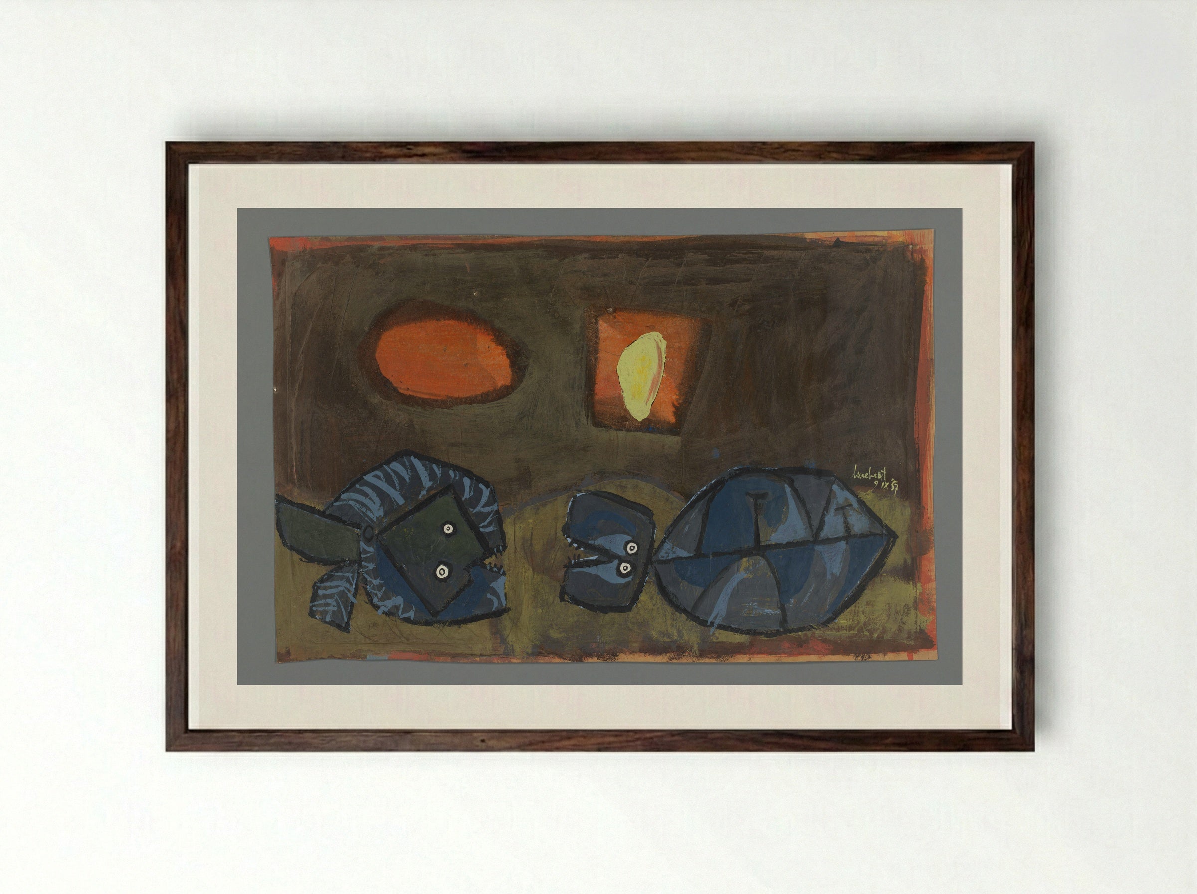 Nachtvis (Night Fish) - Lucebert - Framed Print Dark Wood