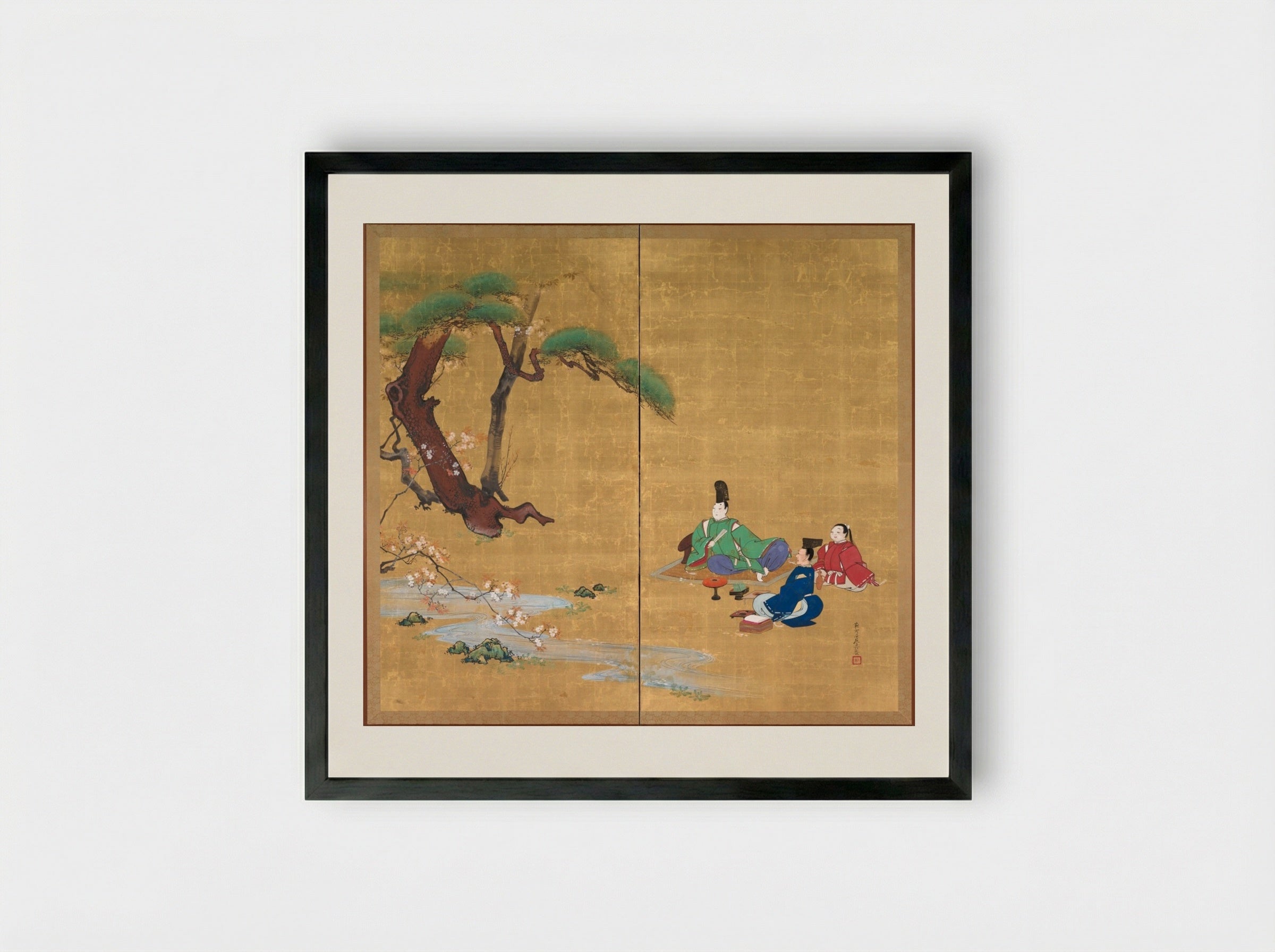 Nagisa Palace from the Tales of Ise - Shibata Zeshin - Framed Print Black