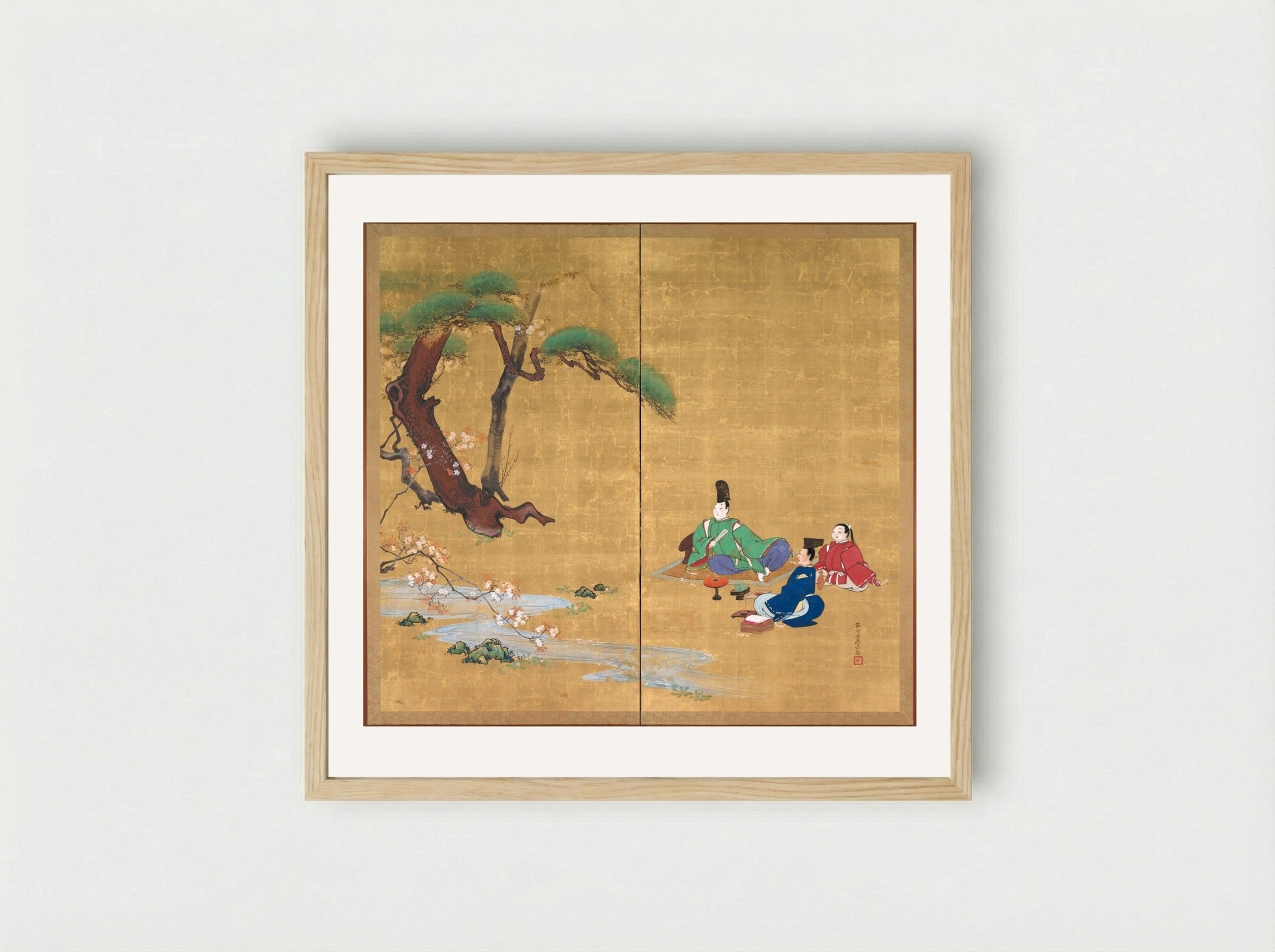 Nagisa Palace from the Tales of Ise - Shibata Zeshin - Framed Print Wood