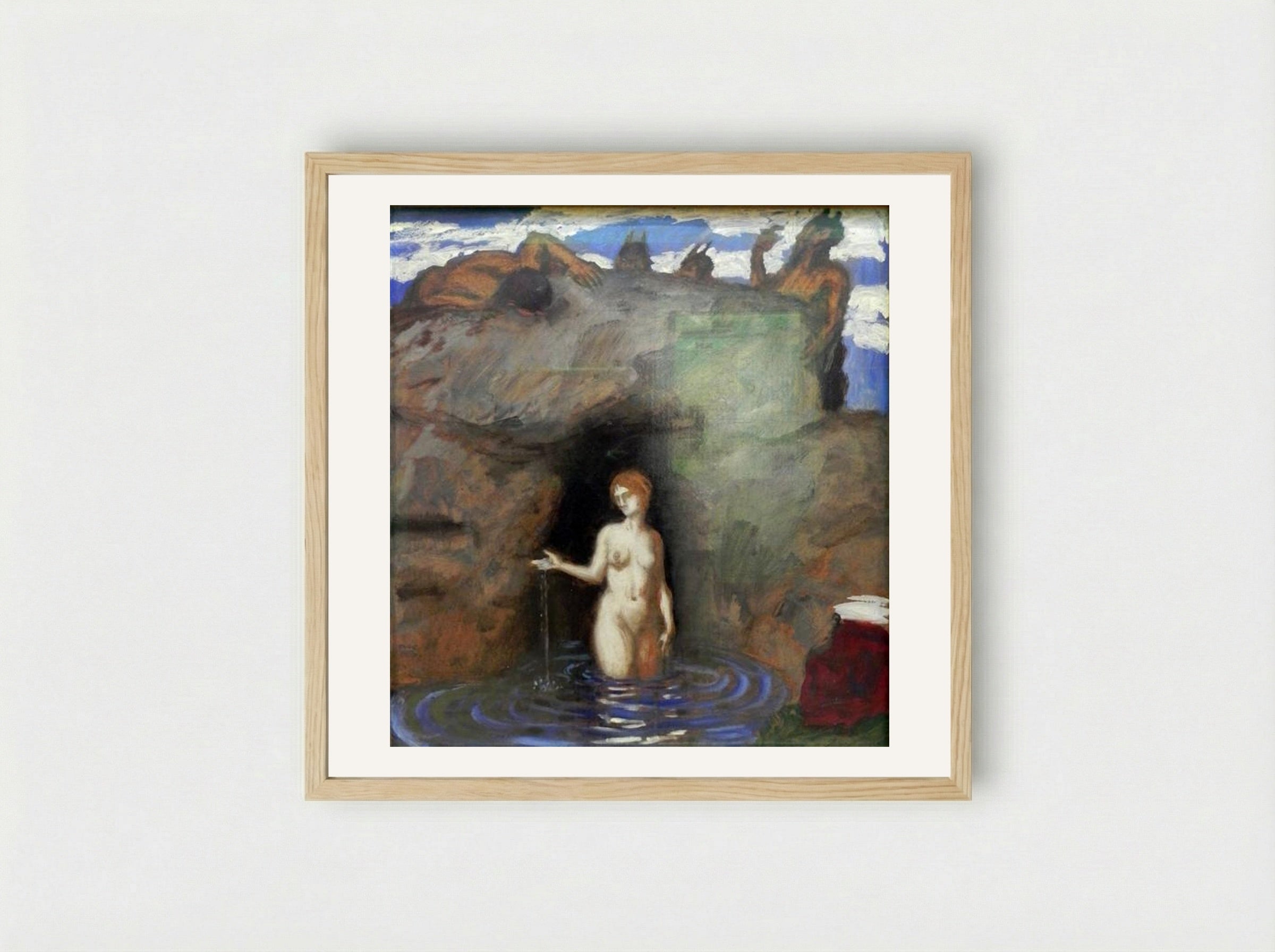 Naiad and Faun - Franz von Stuck - Framed Print Wood
