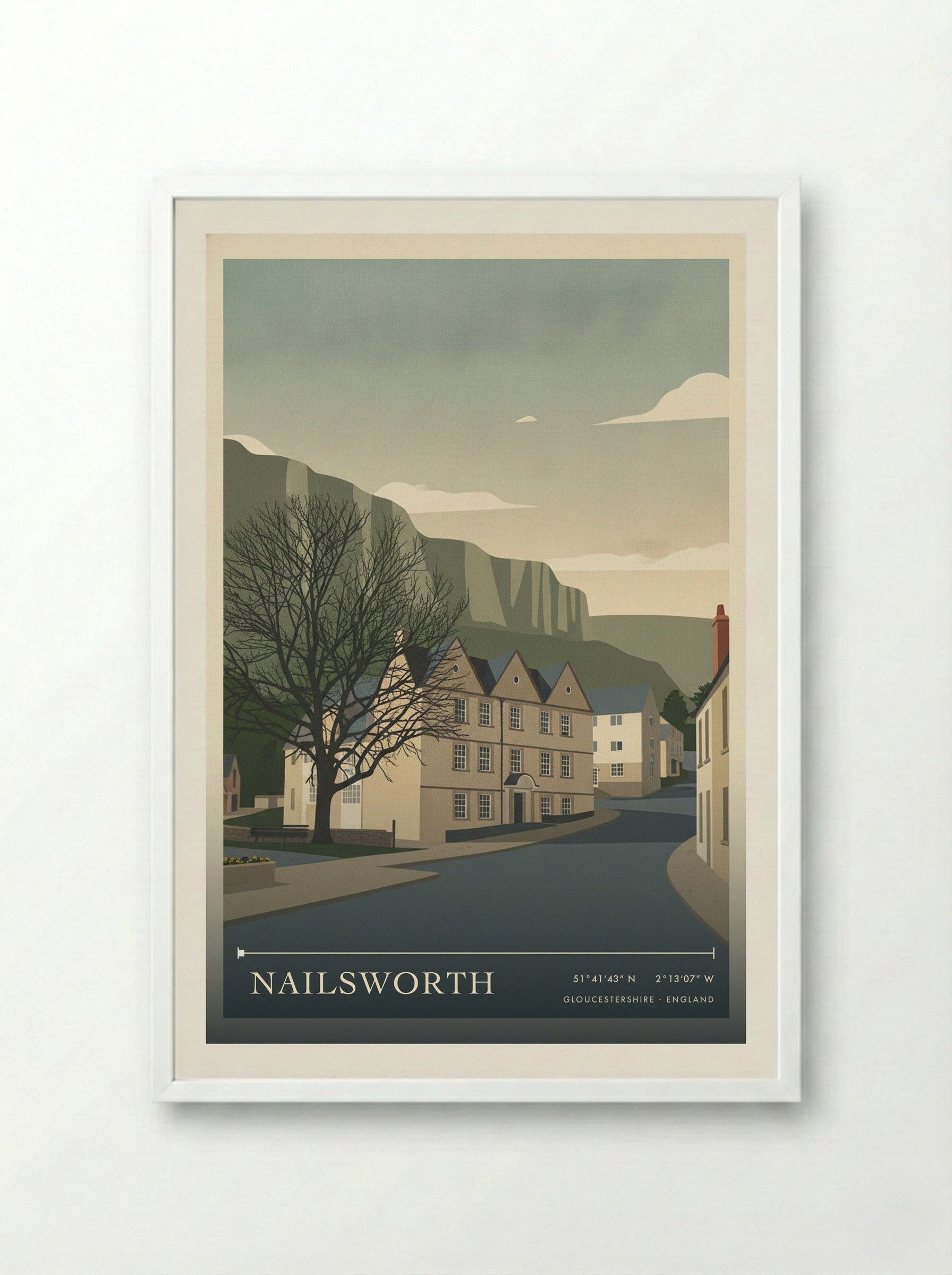 Nailsworth Gloucestershire England Travel Poster - Framed Print White