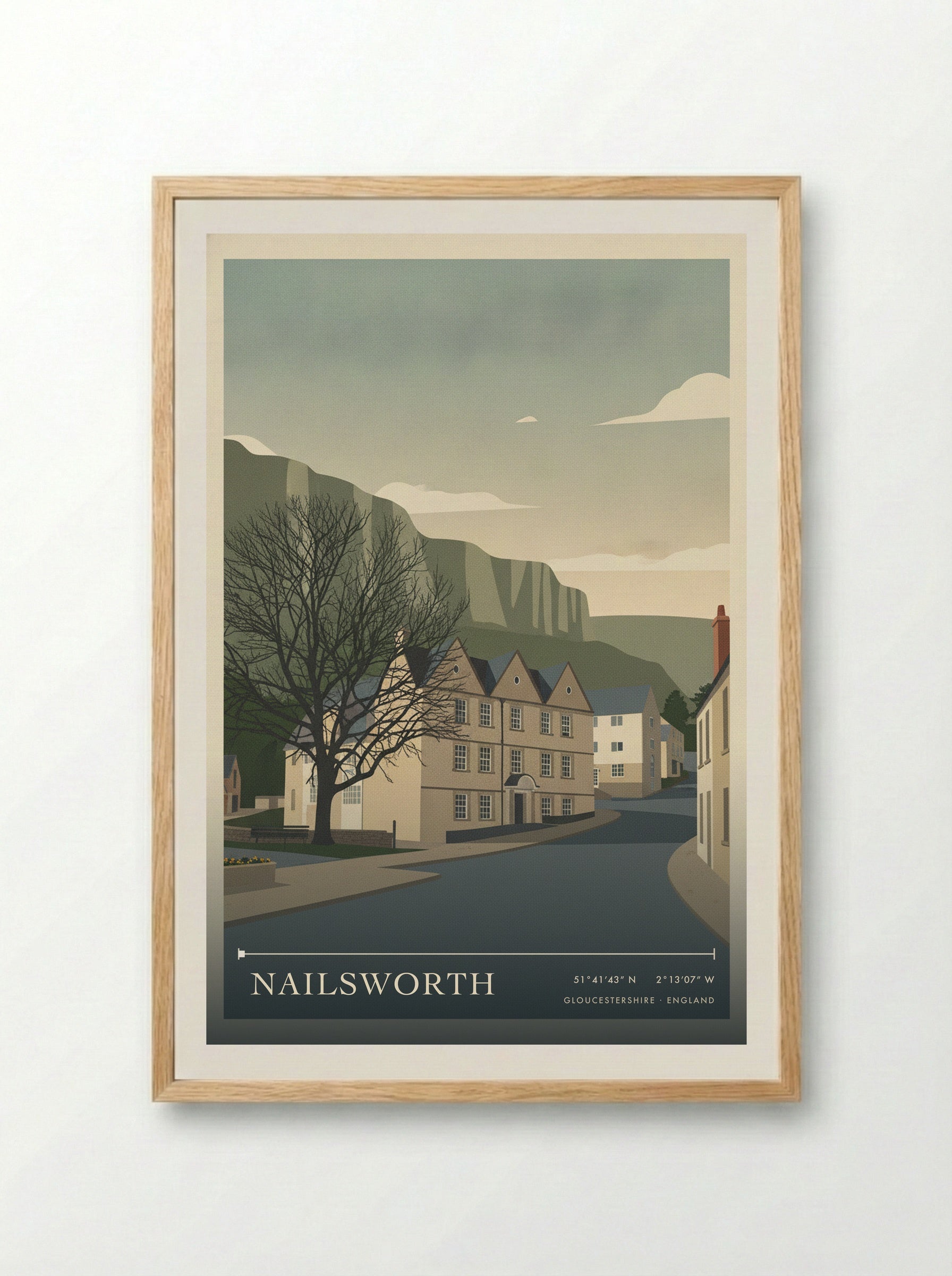 Nailsworth Gloucestershire England Travel Poster - Framed Print Wood