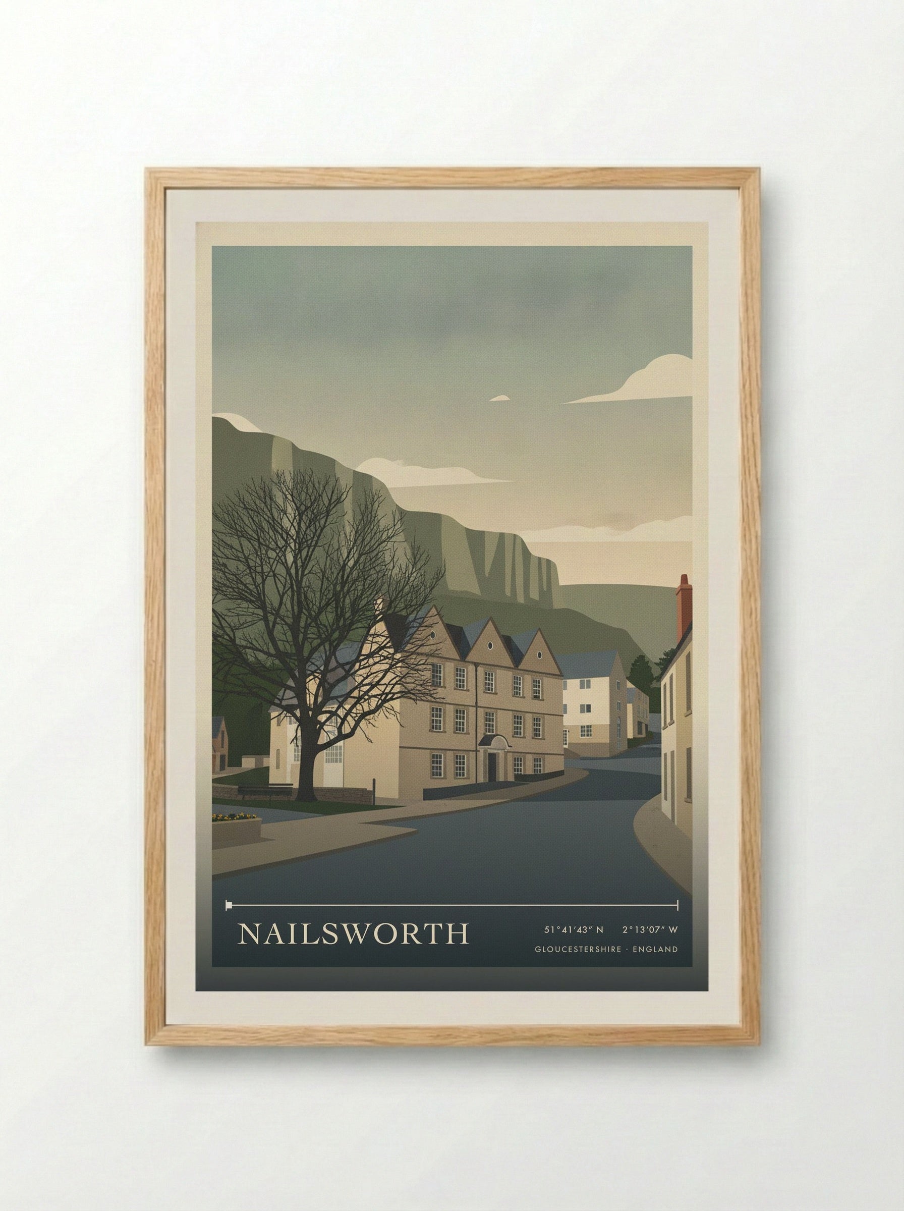 Nailsworth Gloucestershire England Travel Poster - Framed Print Wood