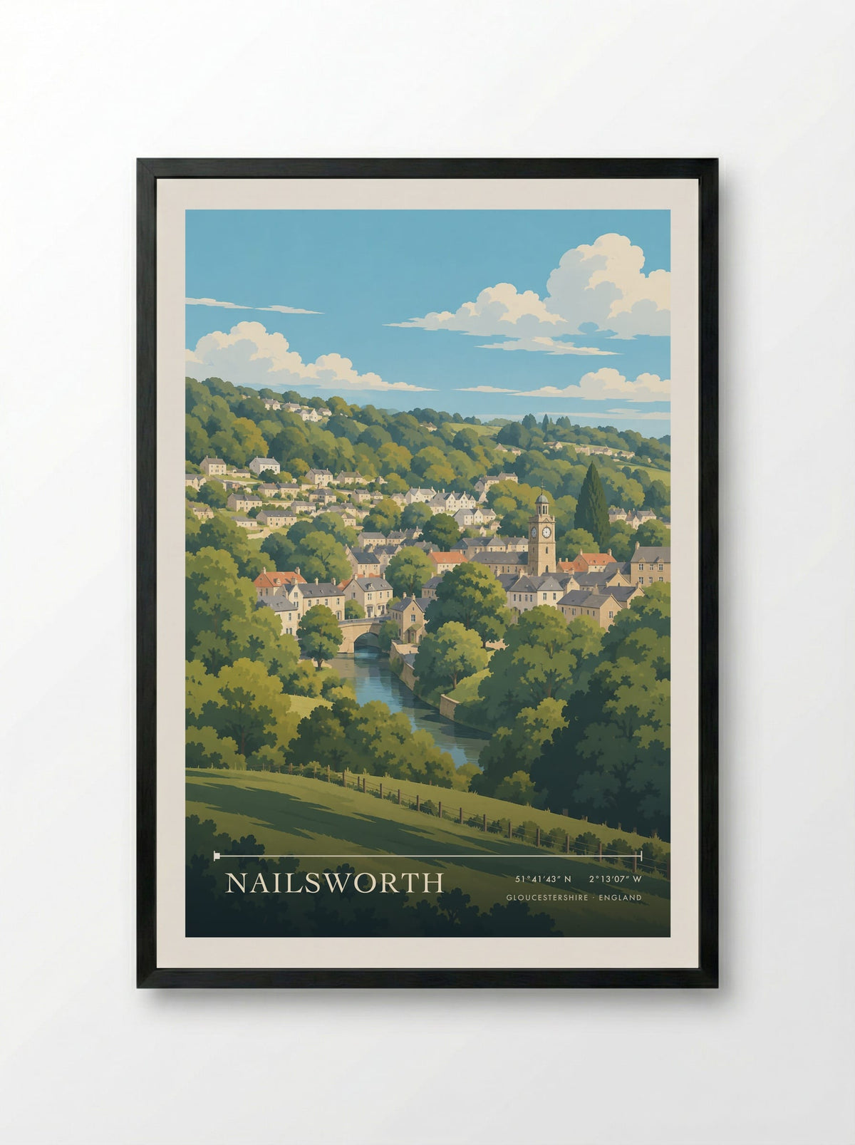 Nailsworth, Gloucestershire | Travel Poster - Framed Print Black