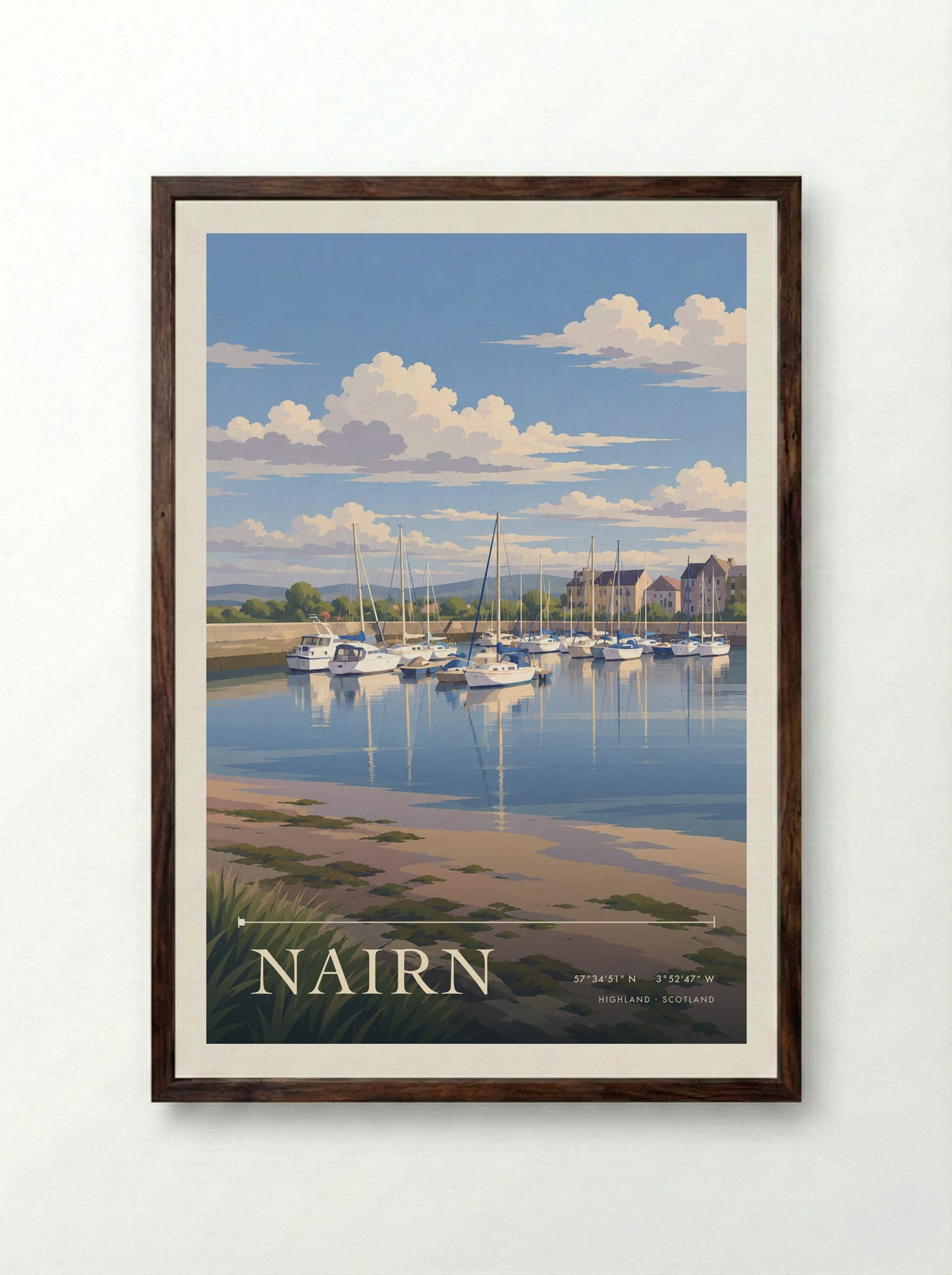 Nairn, Highland | Travel Poster - Framed Print Dark Wood