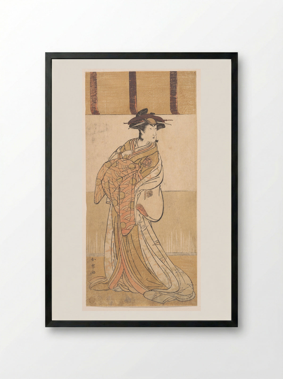 Nakamura Riko in the Role of Oiso no Tora - Katsukawa Shunjō - Framed Print Black