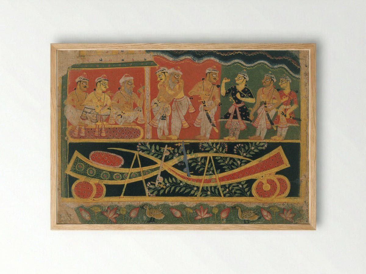 Nanda and Vasudeva: Page from a Dispersed Bhagavata Purana - Master of the Dispersed Bhagavata Purana - Framed Print Wood
