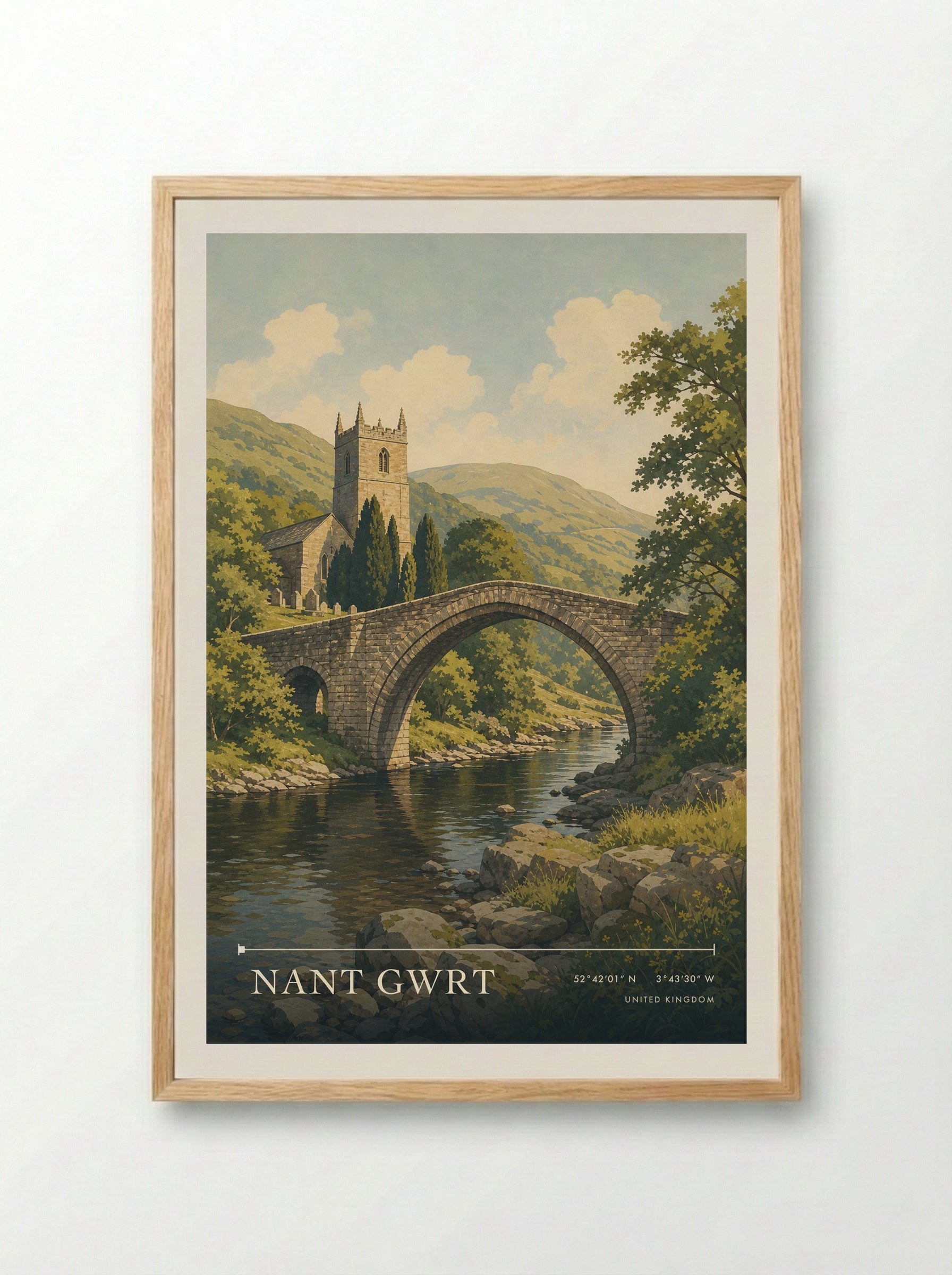 Nant Gwrt United Kingdom Travel Poster - Framed Print Wood