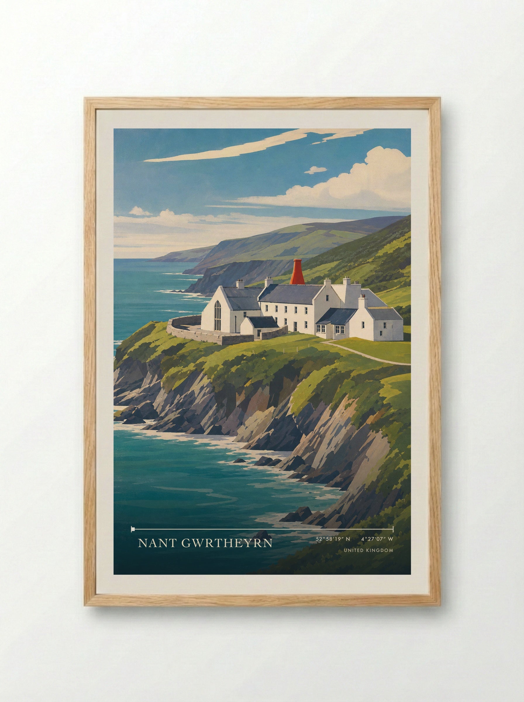 Nant Gwrtheyrn United Kingdom Travel Poster - Framed Print Wood