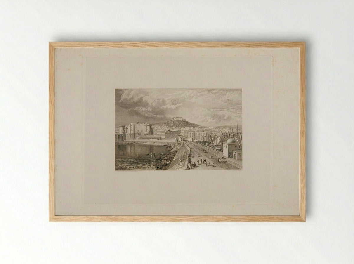 Naples from the Mole - George Cooke - Framed Print Wood