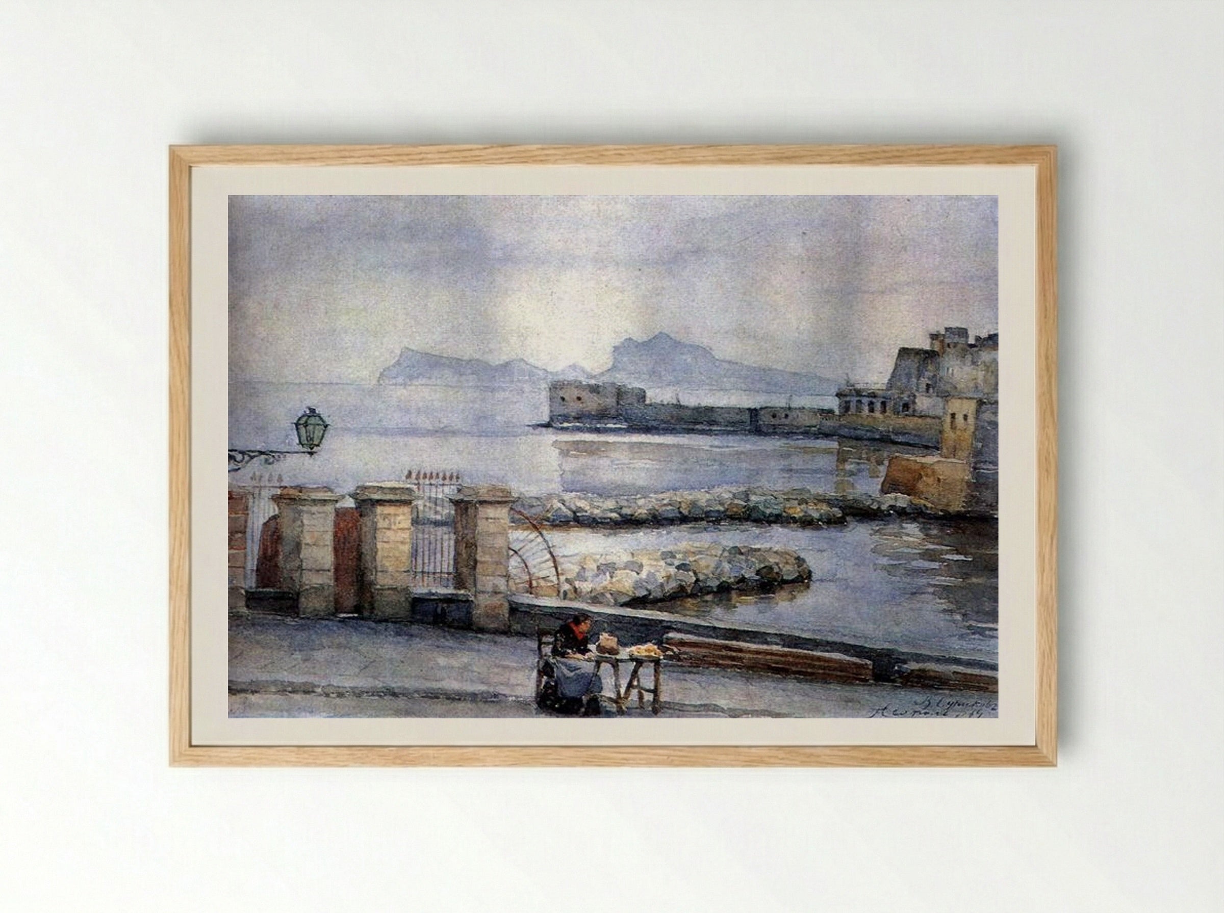 Naples. Embankment - Vasily Surikov - Framed Print Wood