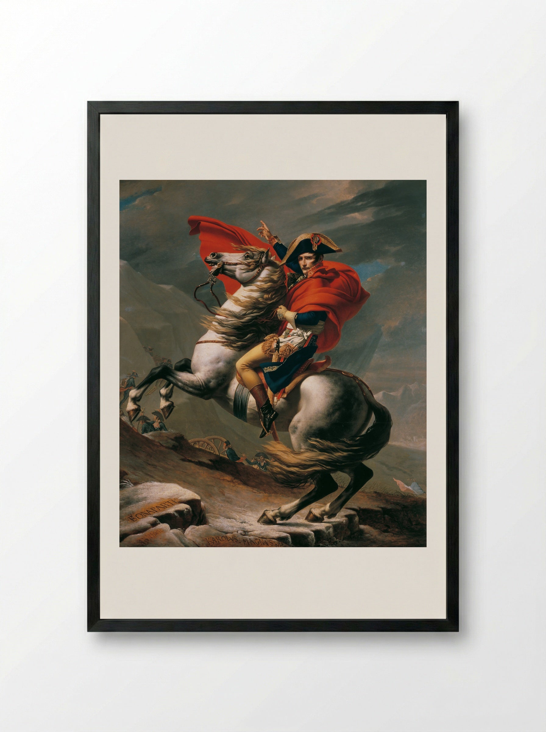 Napoleon Crossing the Alps - Jacques-Louis David - Framed Print Black