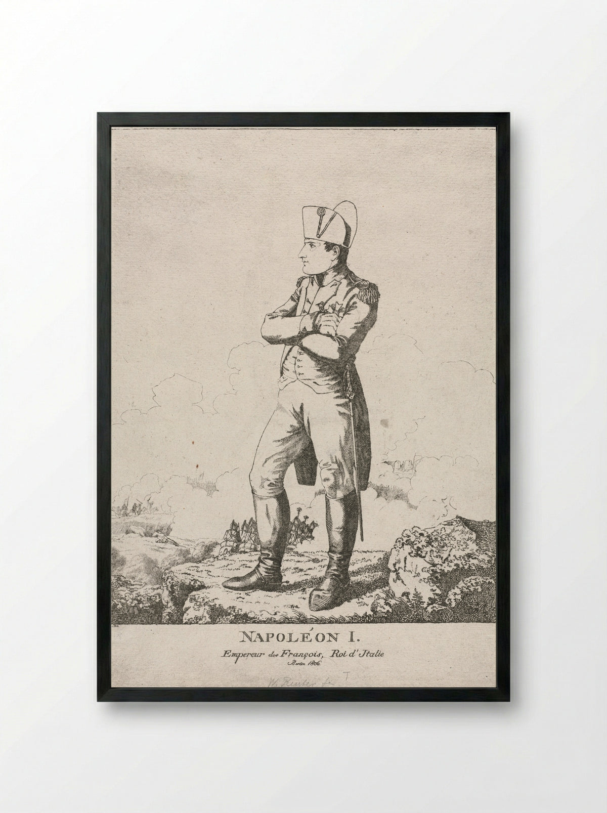 Napoleon I, Emperor of France, King of Italy - Friedrich Wilhelm Reuter - Framed Print Black