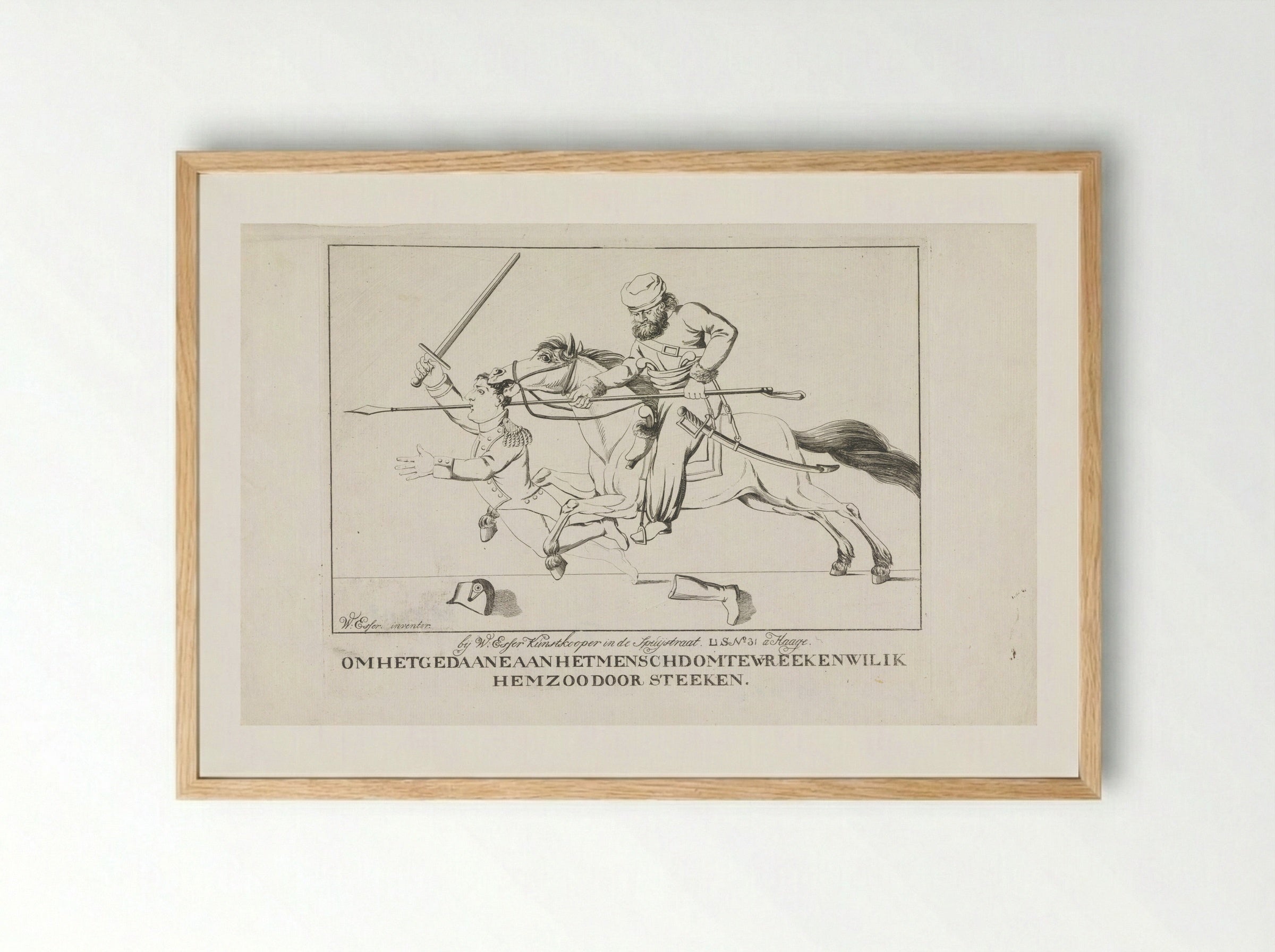 Napoleon Pierced by a Cossack - Wijnand Esser - Framed Print Wood