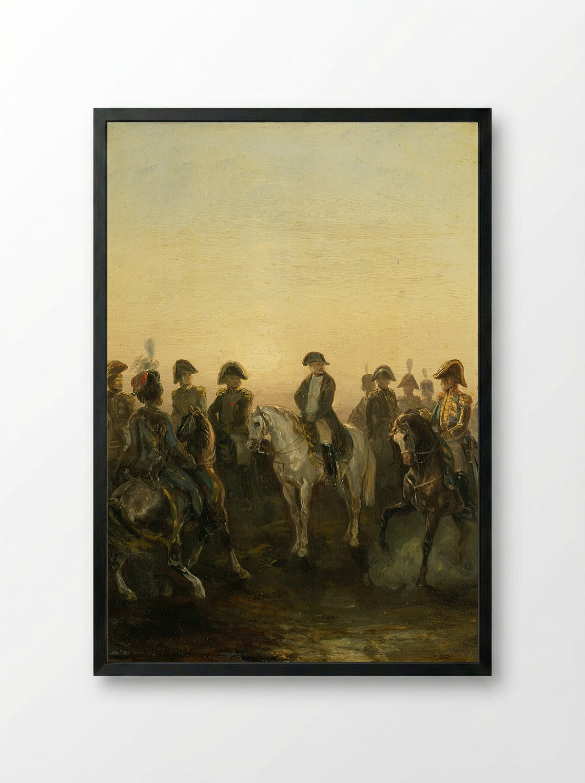 Napoleon met zijn staf - Charles Rochussen - Framed Print Black